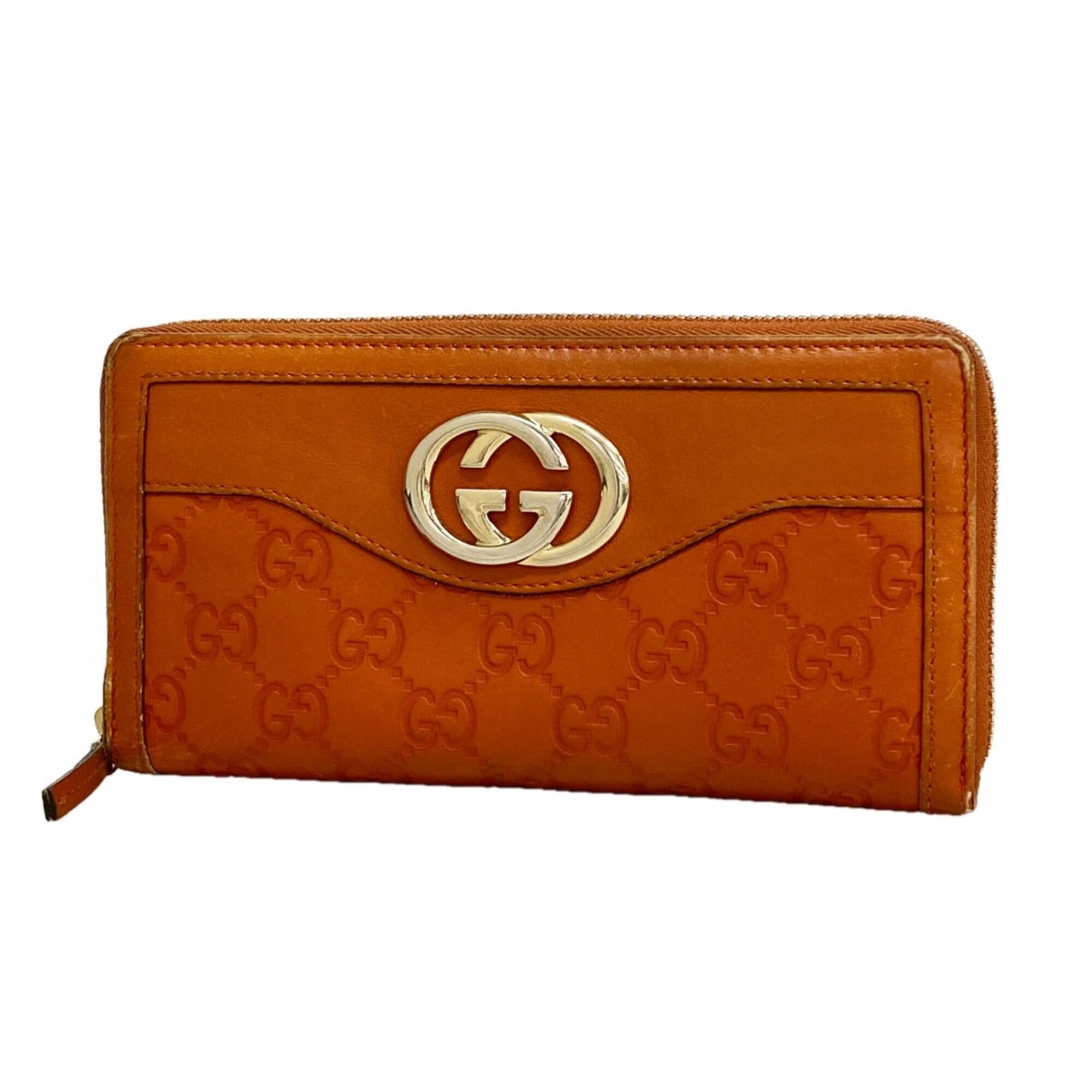 Gucci Orange Leather Long Wallet (Bi-Fold) (Pre-Owned)