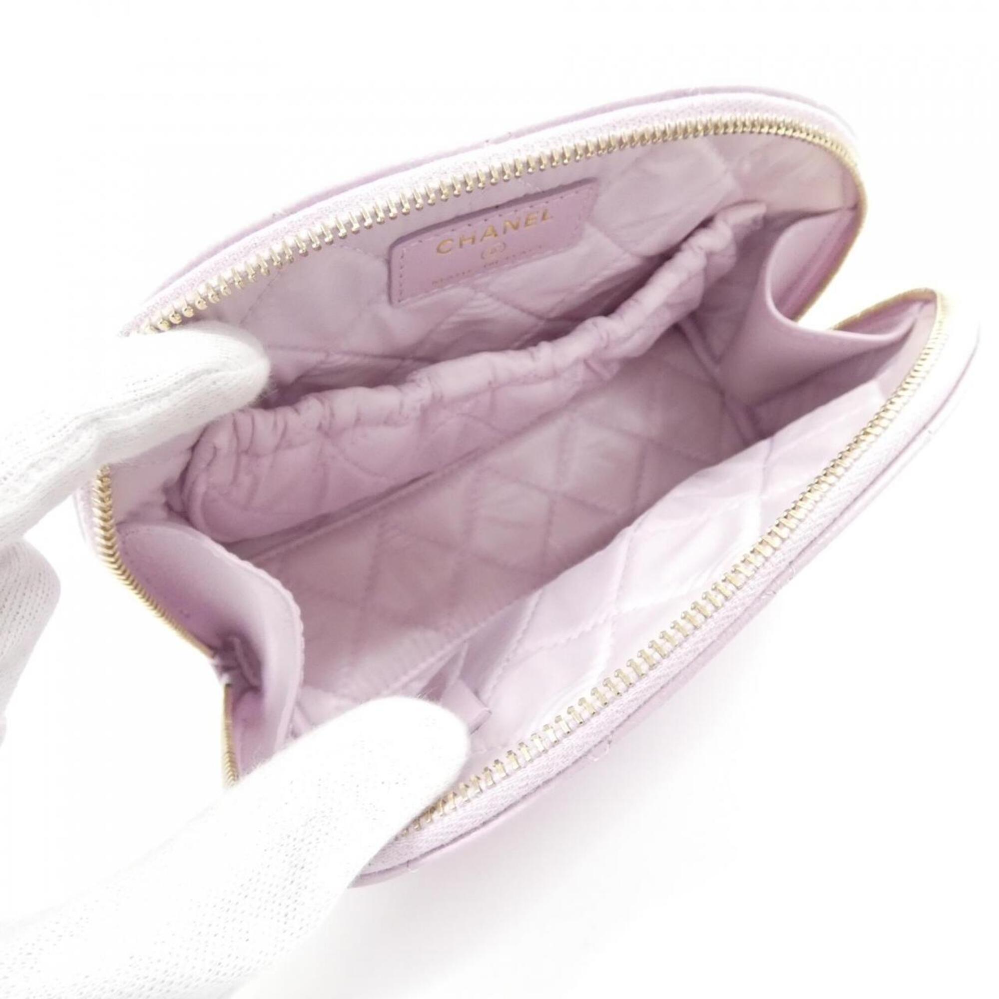 Chanel Pink Grained Calfskin Handbag Pouch (Pre-Owned)