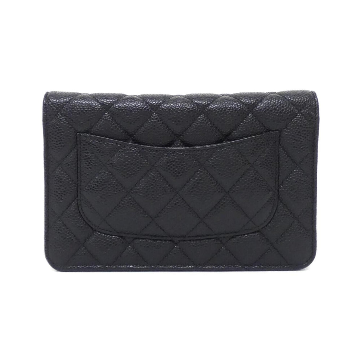 Chanel Black Grained Calfskin Chain/Shoulder Wallet (Pre-Owned)