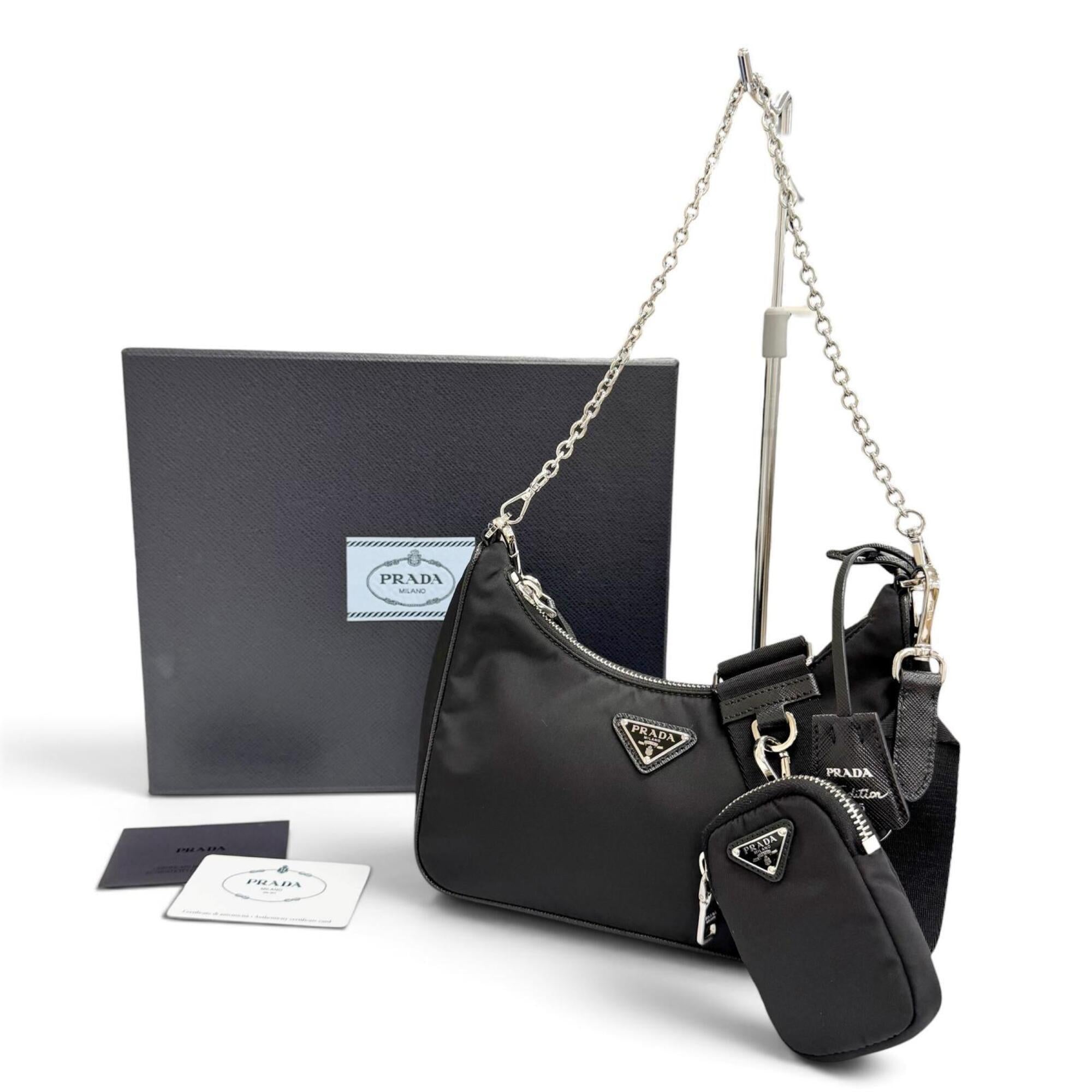 Prada Black Nylon Pouch Shoulder Bag (Pre-Owned)