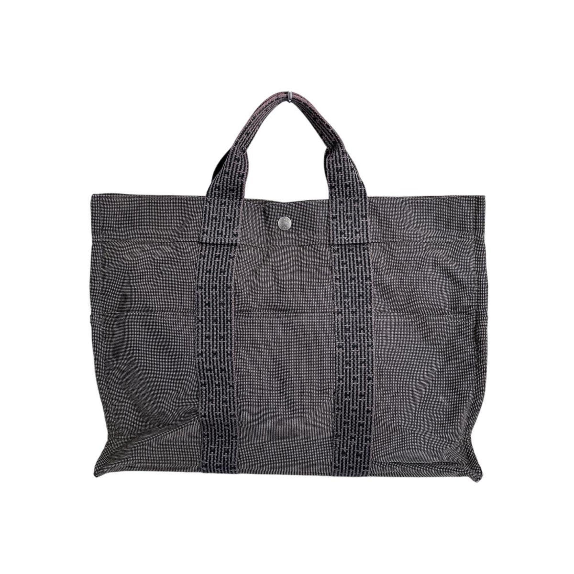 Hermes Her Line Gray Canvas Tote Bag (Pre-Owned)