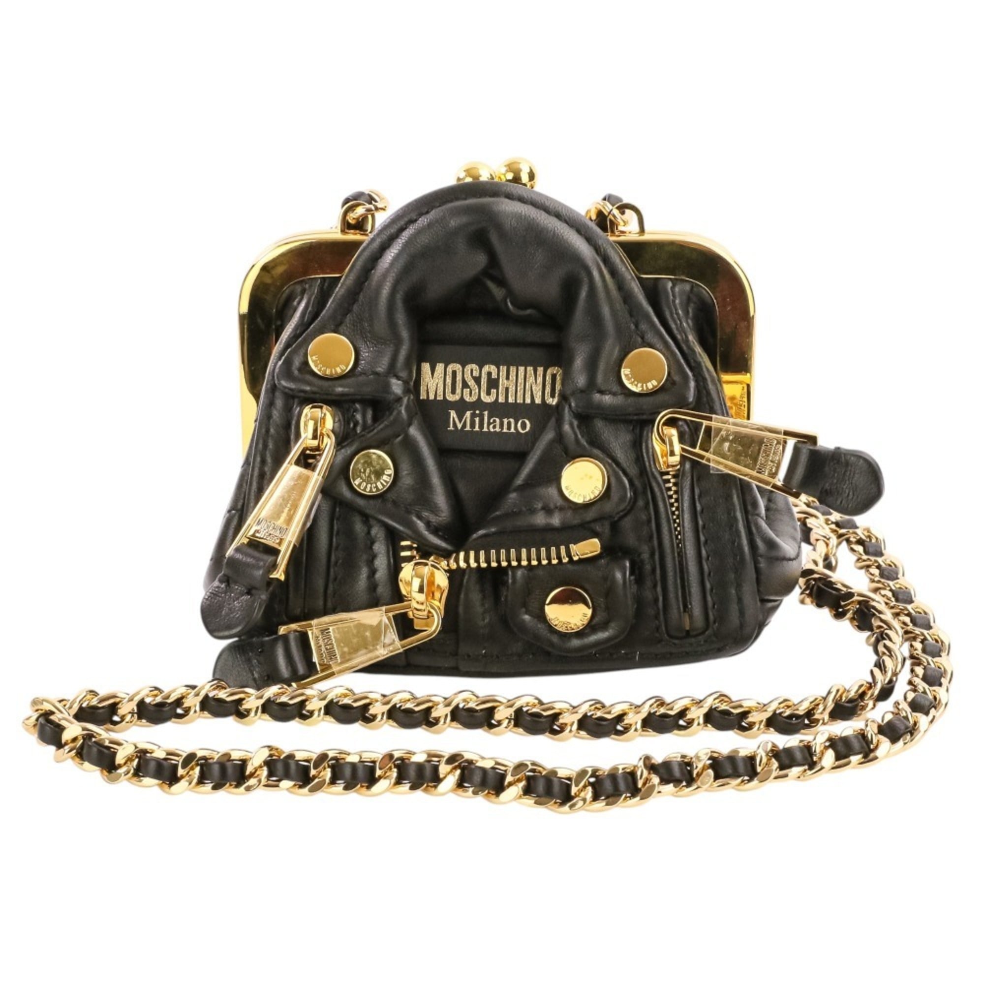 Moschino Black Leather Shoulder Bag (Pre-Owned)