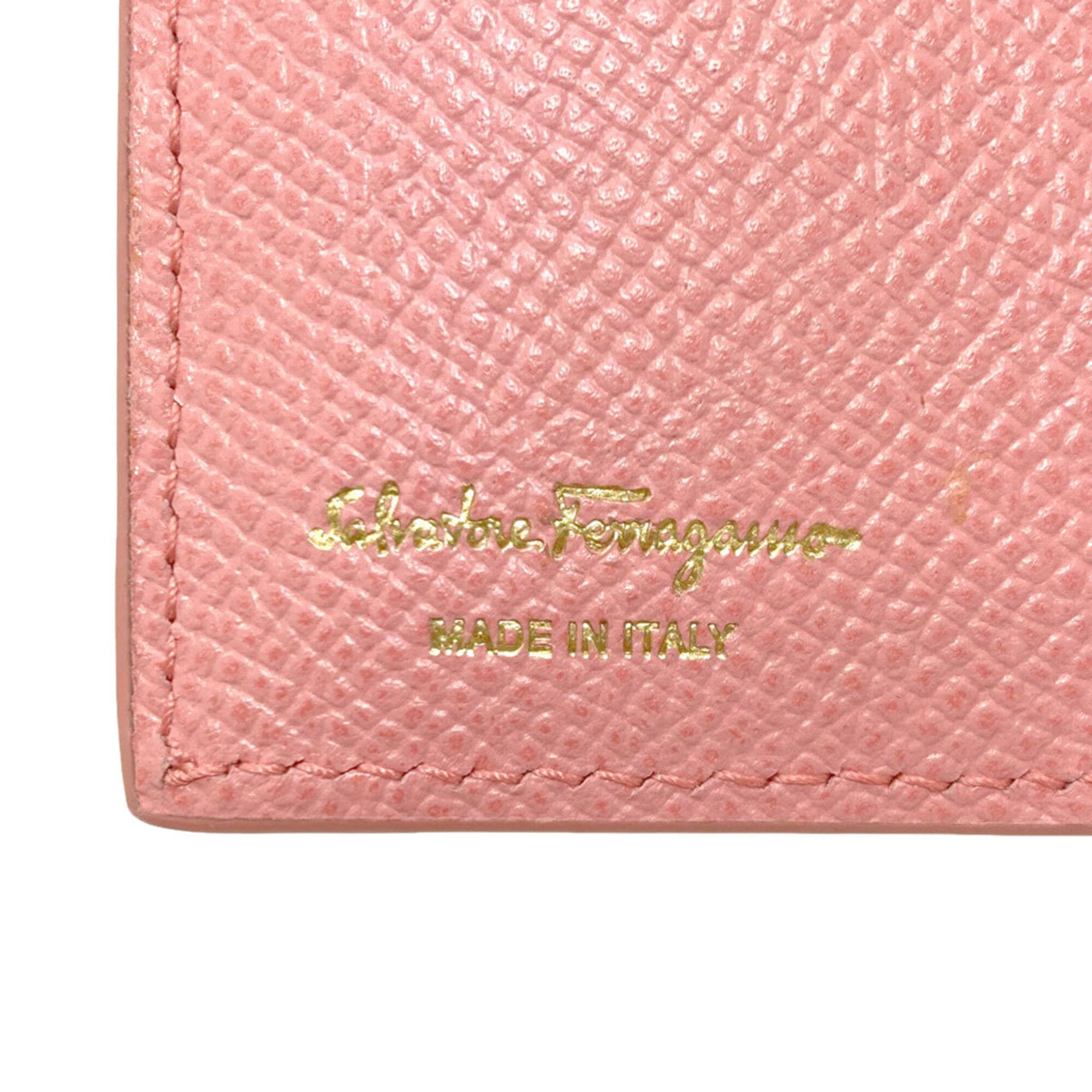 Salvatore Ferragamo Gancini Pink Leather Wallet (Bi-Fold) (Pre-Owned)