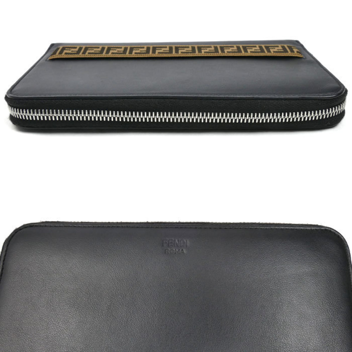 Fendi Black Leather Long Wallet (Bi-Fold) (Pre-Owned)