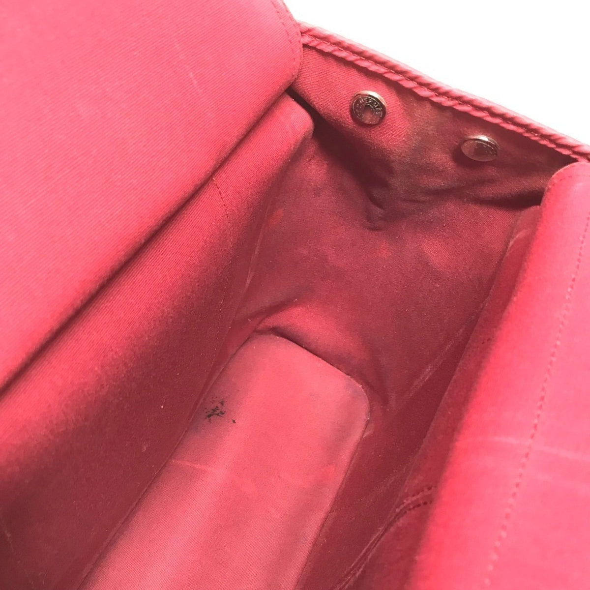 Hermes Brown Red Color Leather Canvas Tote Bag (Pre-Owned)
