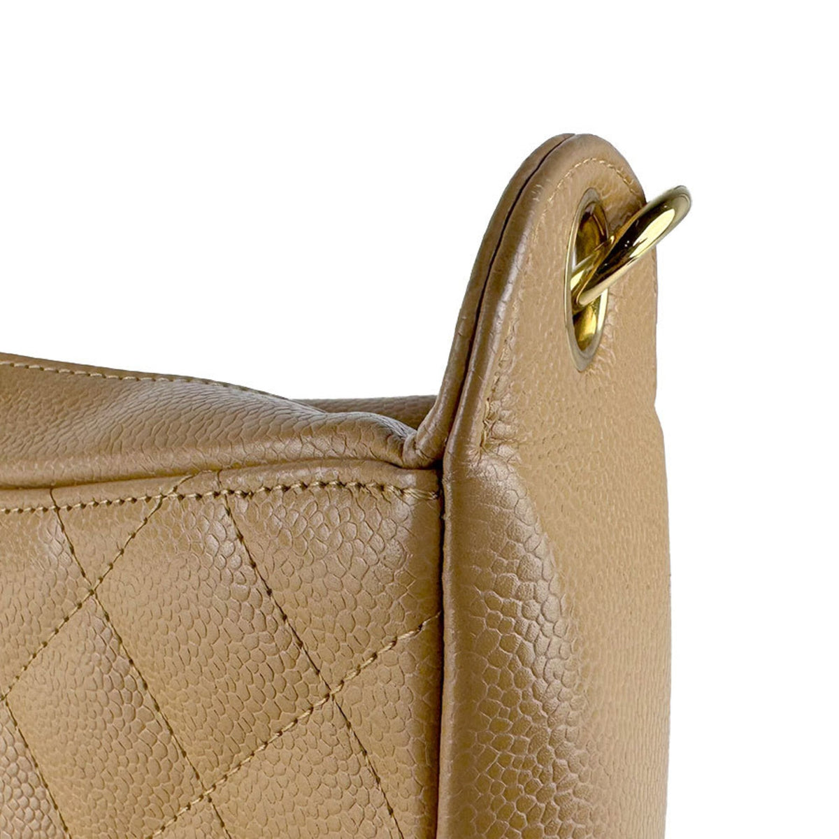 Chanel Beige Grained Calfskin Shoulder Bag (Pre-Owned)