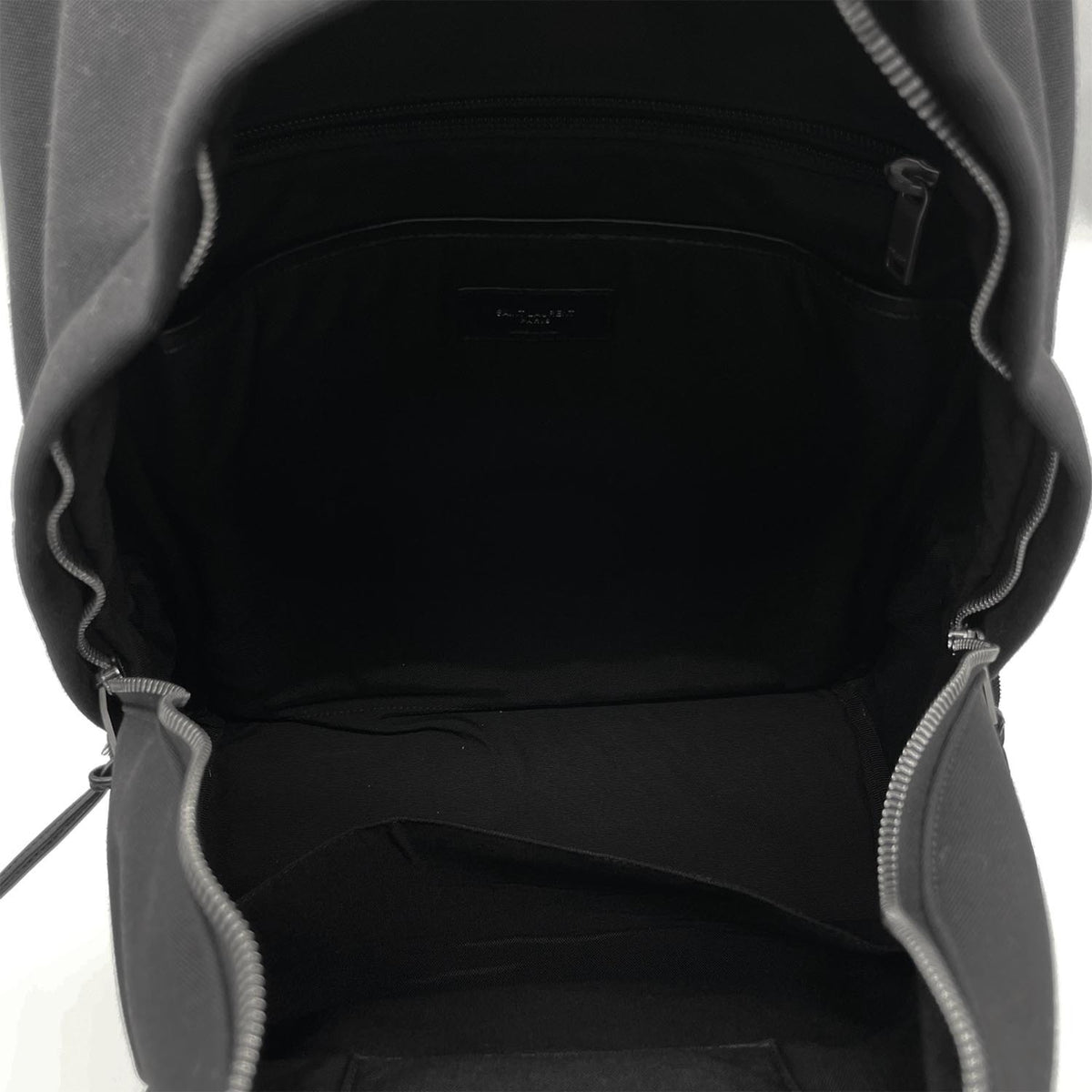 Yves Saint Laurent Black Canvas Leather Backpack (Pre-Owned)