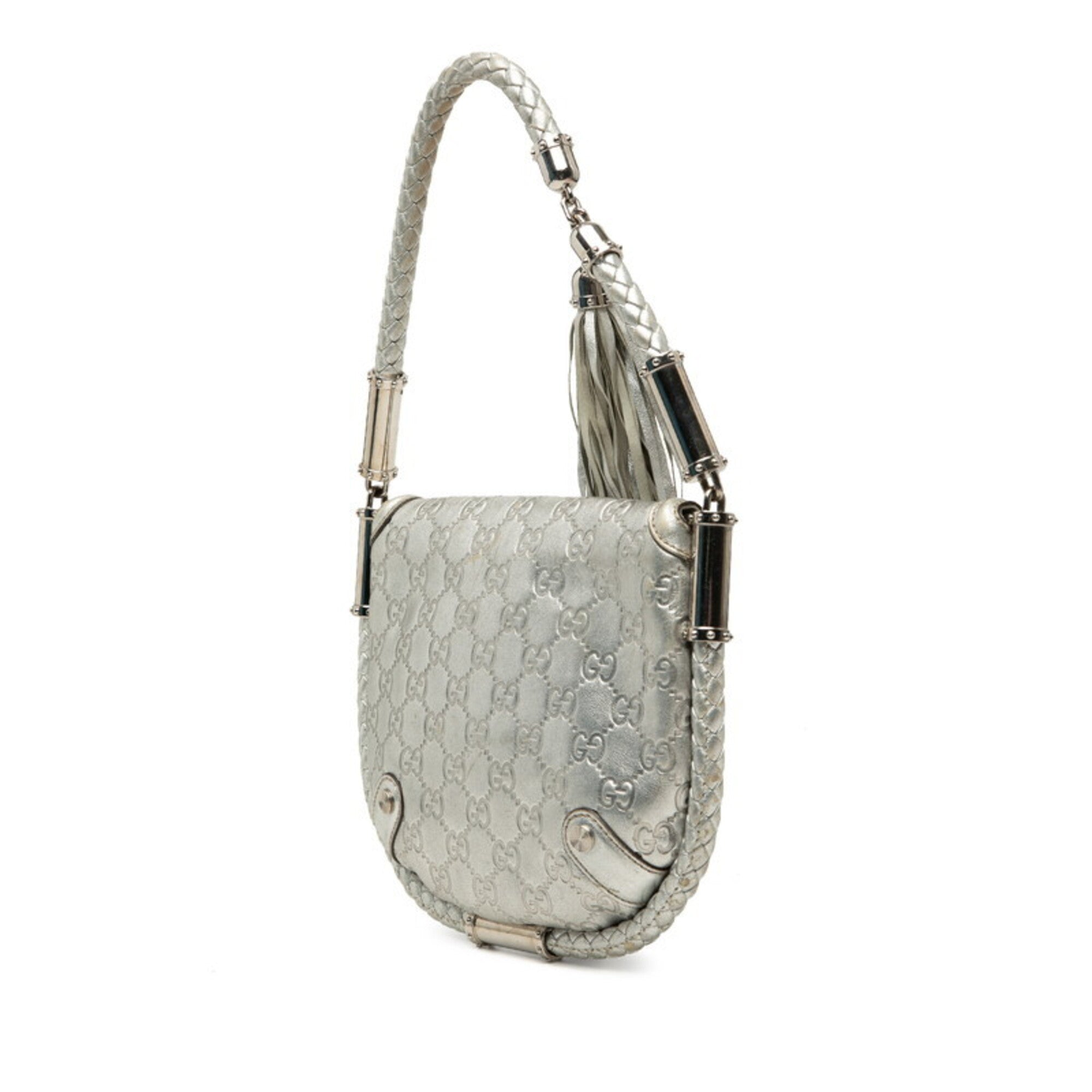 Gucci Silver Leather Handbag (Pre-Owned)