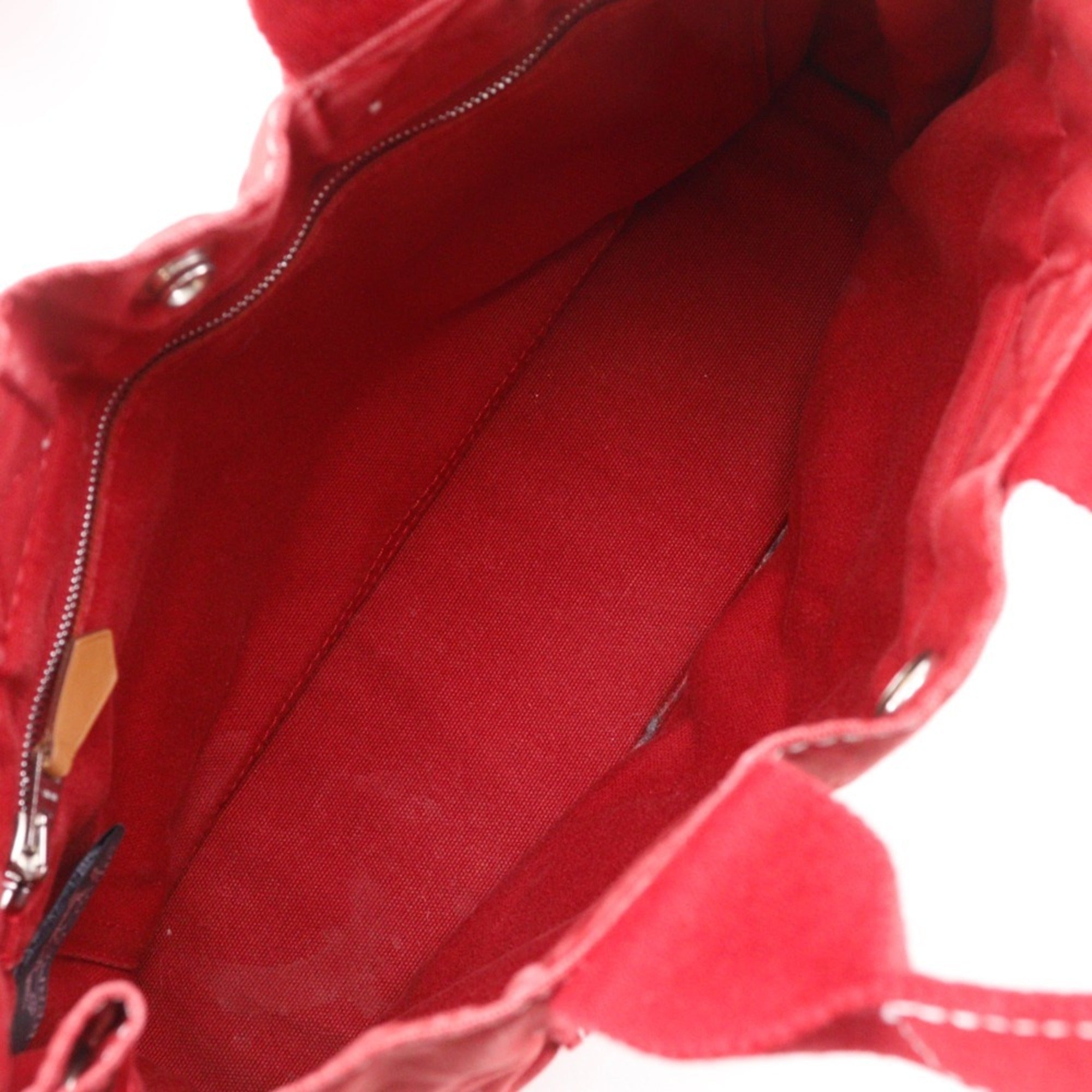 Hermes Red Color Canvas Handbag (Pre-Owned)