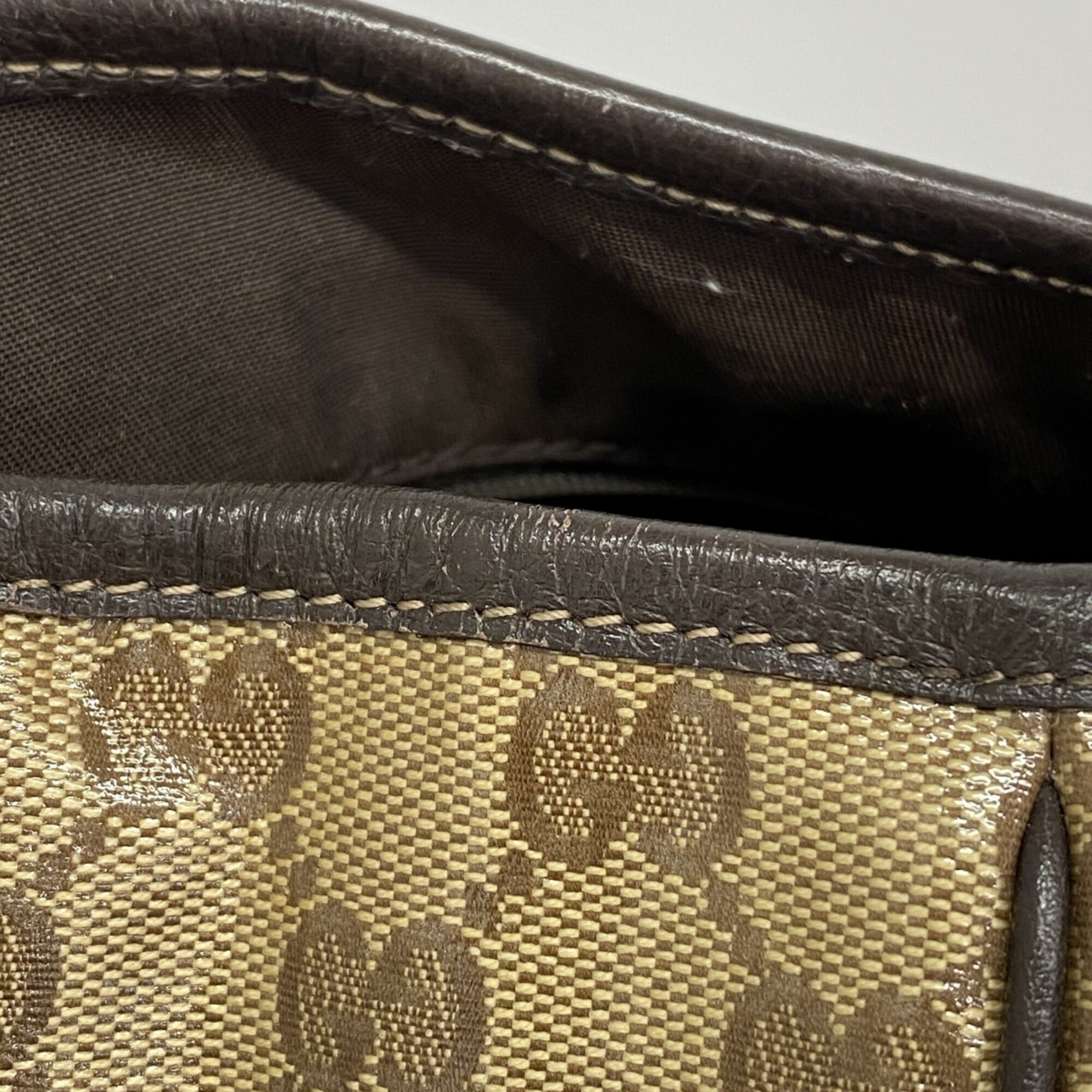 Gucci Beige Brown Coated Canvas Tote Bag (Pre-Owned)
