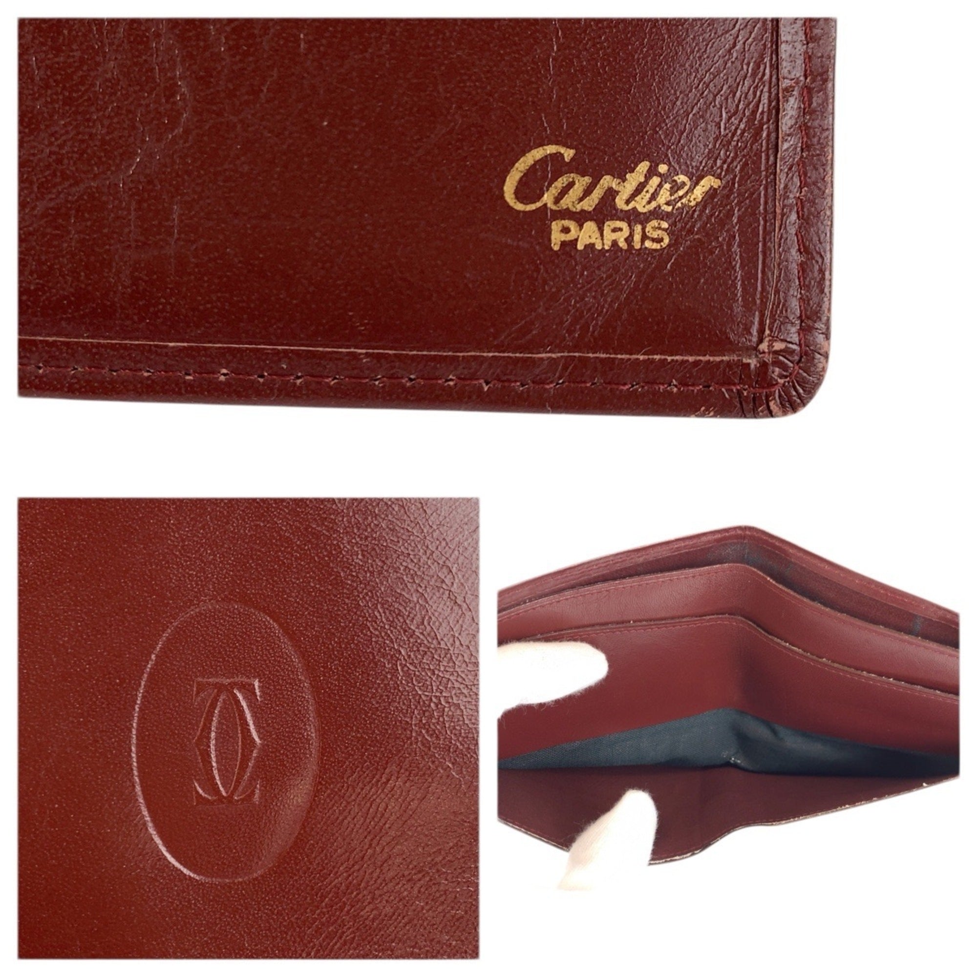 Cartier Bordeaux Leather Bill Wallet (Bi-Fold) (Pre-Owned)