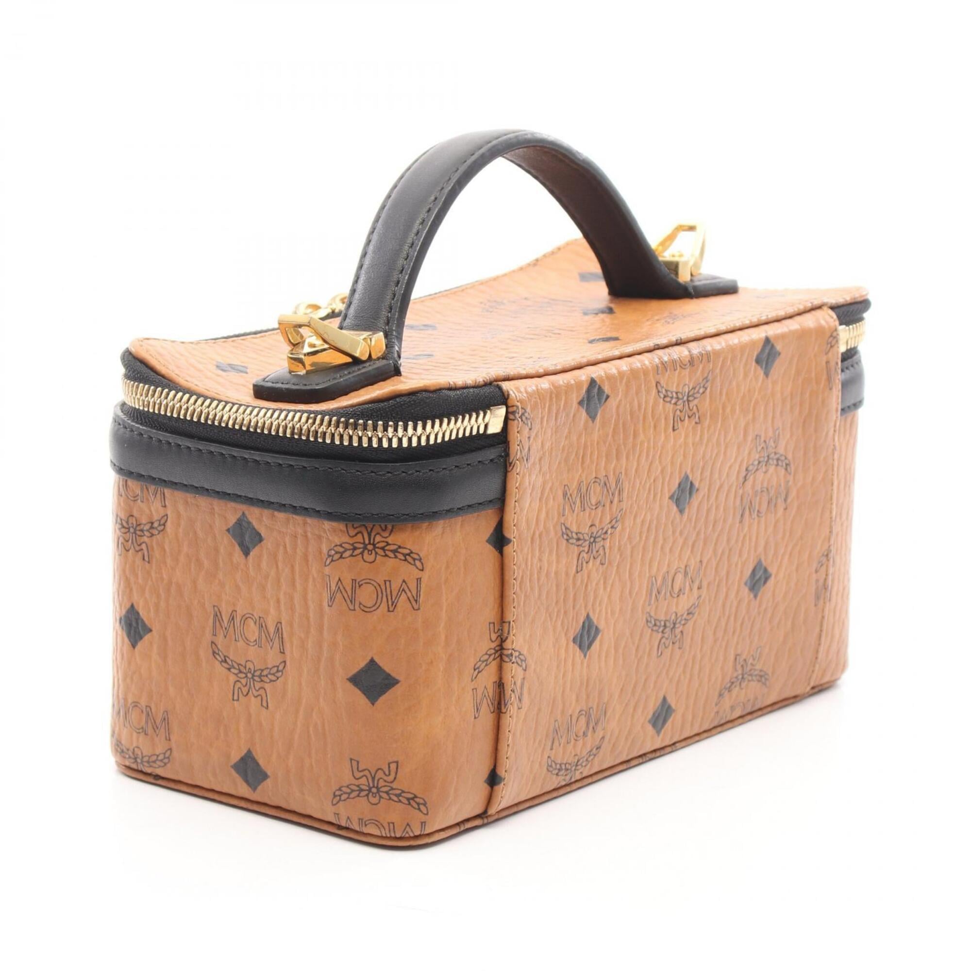 Mcm Black Brown Coated Canvas Leather Handbag (Pre-Owned)