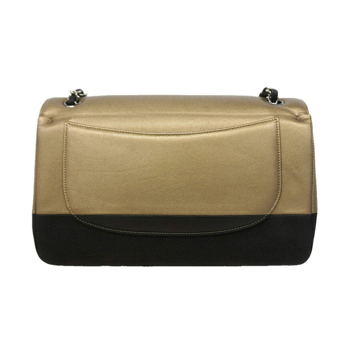 Chanel Black Khaki Grained Calfskin Leather Shoulder Bag (Pre-Owned)
