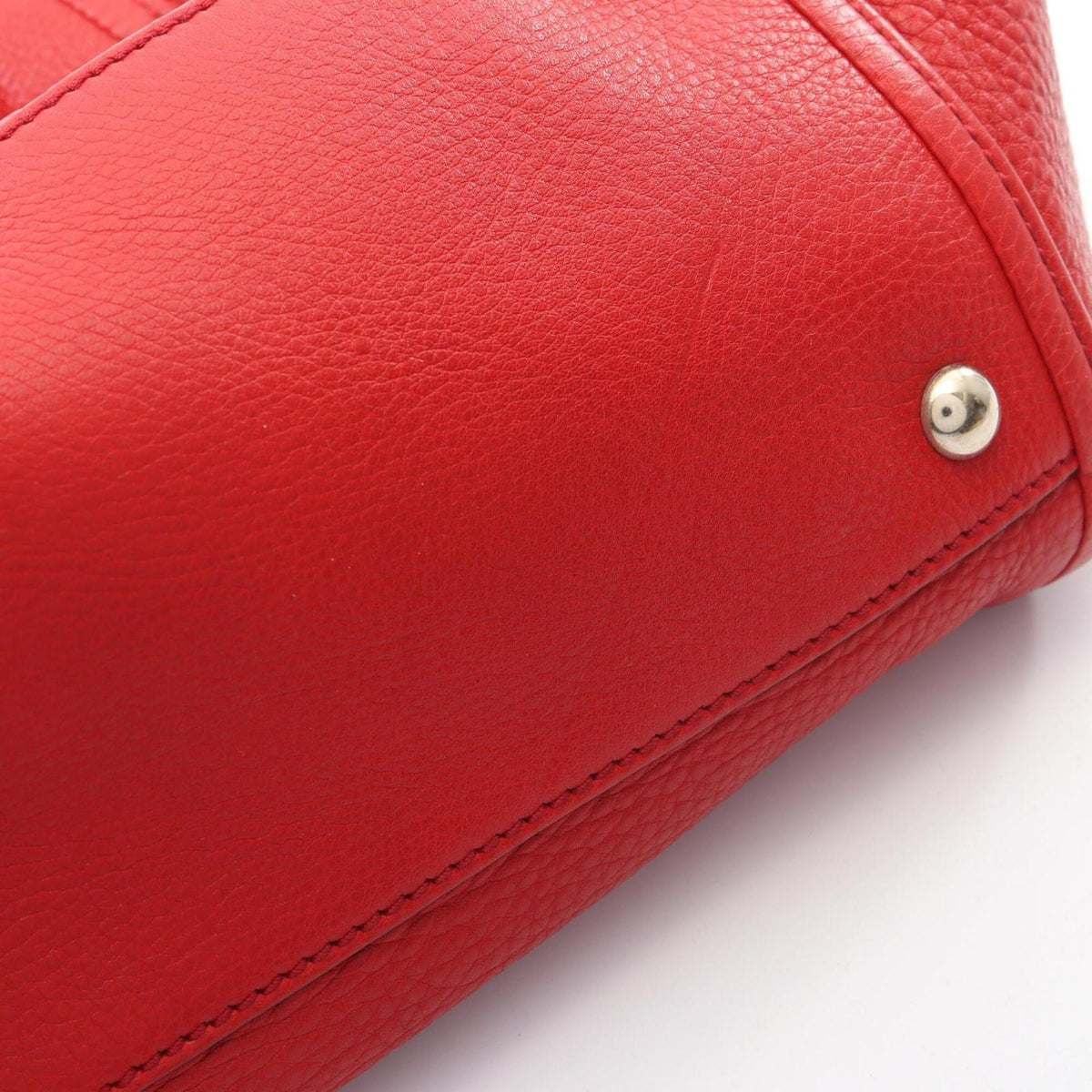 Gucci Red Color Leather Handbag Tote Bag (Pre-Owned)