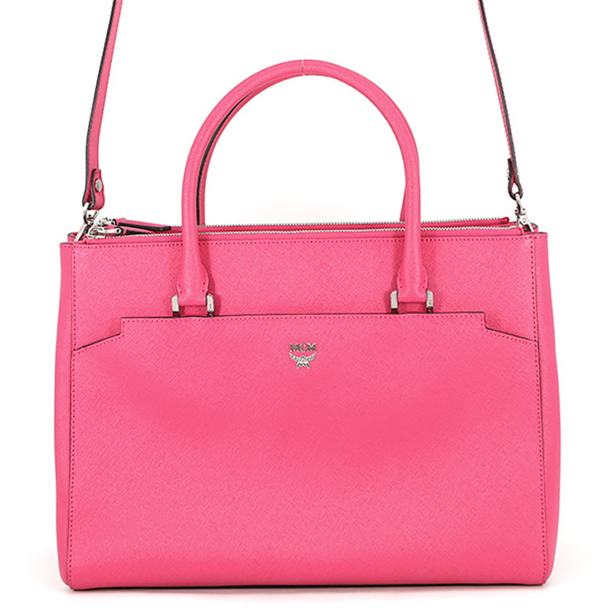 Mcm Pink Leather Handbag Tote Bag (Pre-Owned)