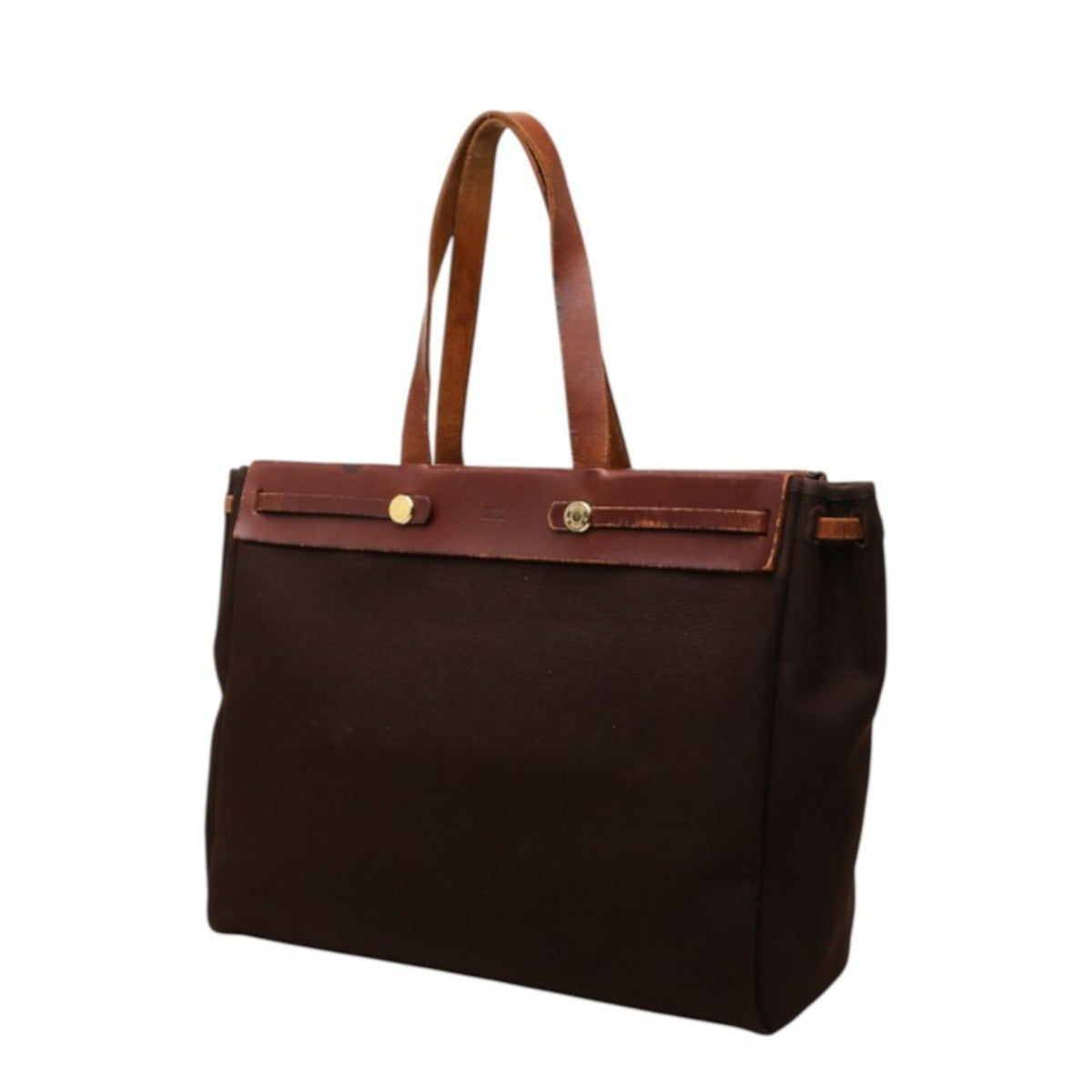 Hermes Brown Toile H Leather Tote Bag (Pre-Owned)