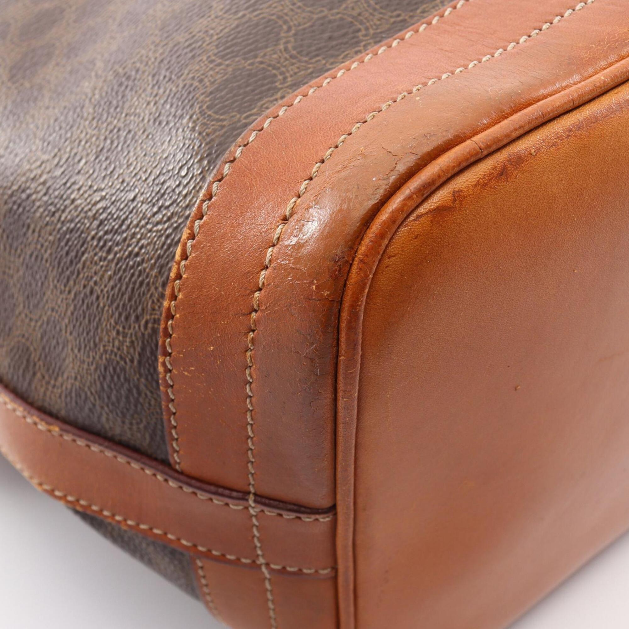 Celine Brown Leather Coated Canvas Handbag Shoulder Bag (Pre-Owned)
