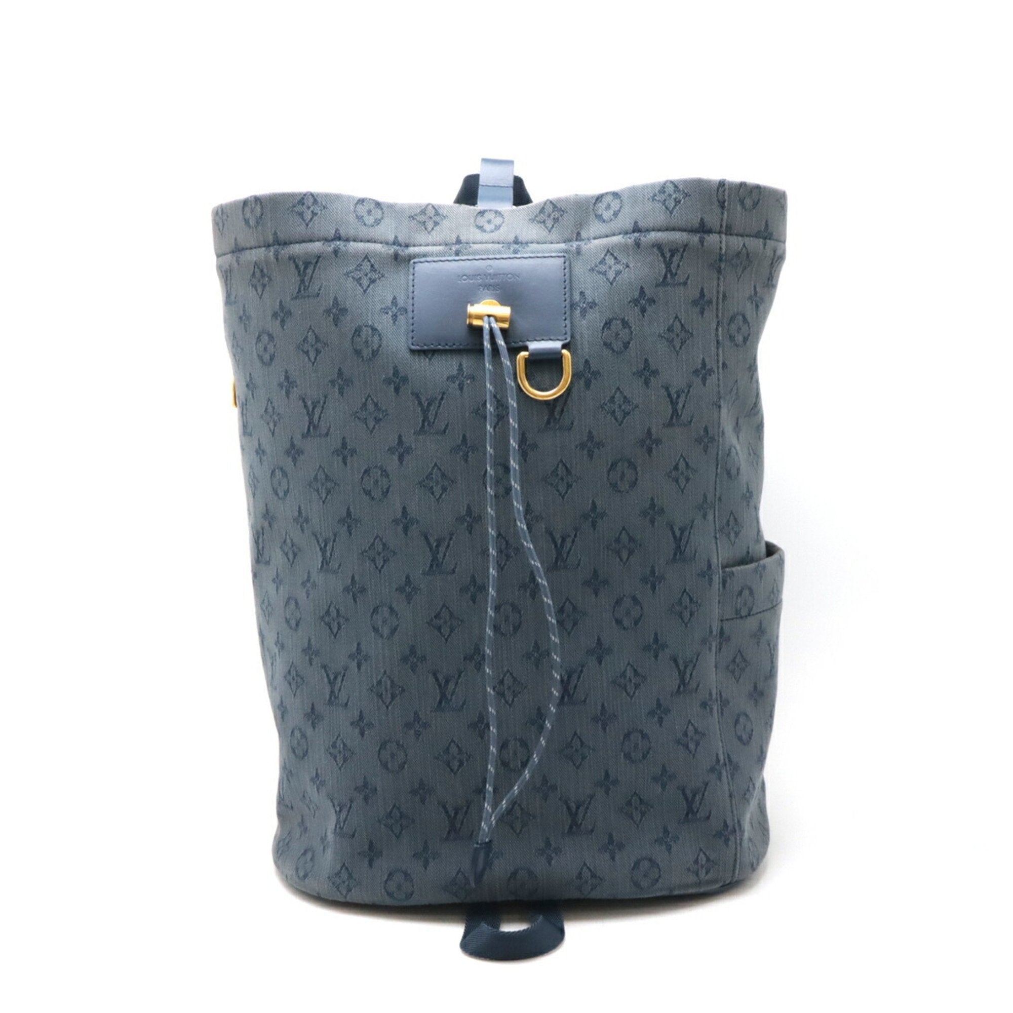 Louis Vuitton Monogram Denim Navy Monogram Denim Leather Backpack Shoulder Bag (Pre-Owned)
