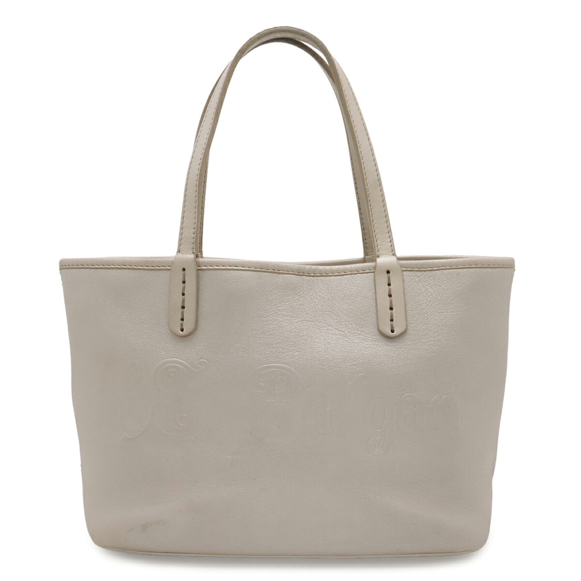 Bvlgari Champagne Silver Leather Handbag Shoulder Bag Tote Bag (Pre-Owned)