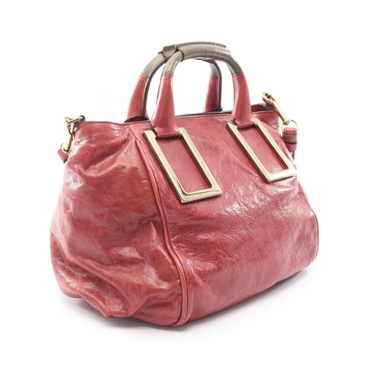 Chloé Green Red Color Leather Handbag (Pre-Owned)