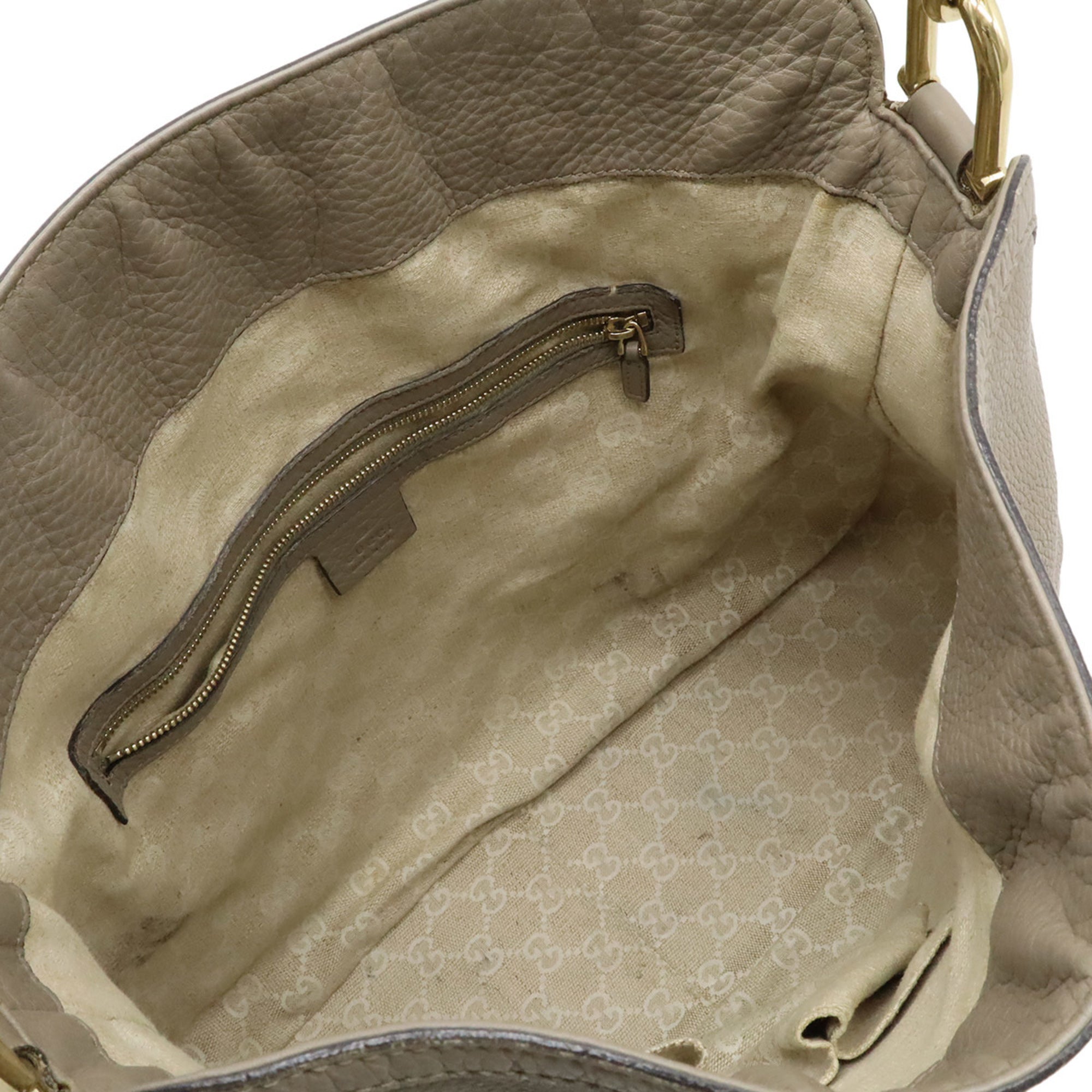 Gucci Bamboo Grayish Bamboo Leather Handbag Shoulder Bag (Pre-Owned)