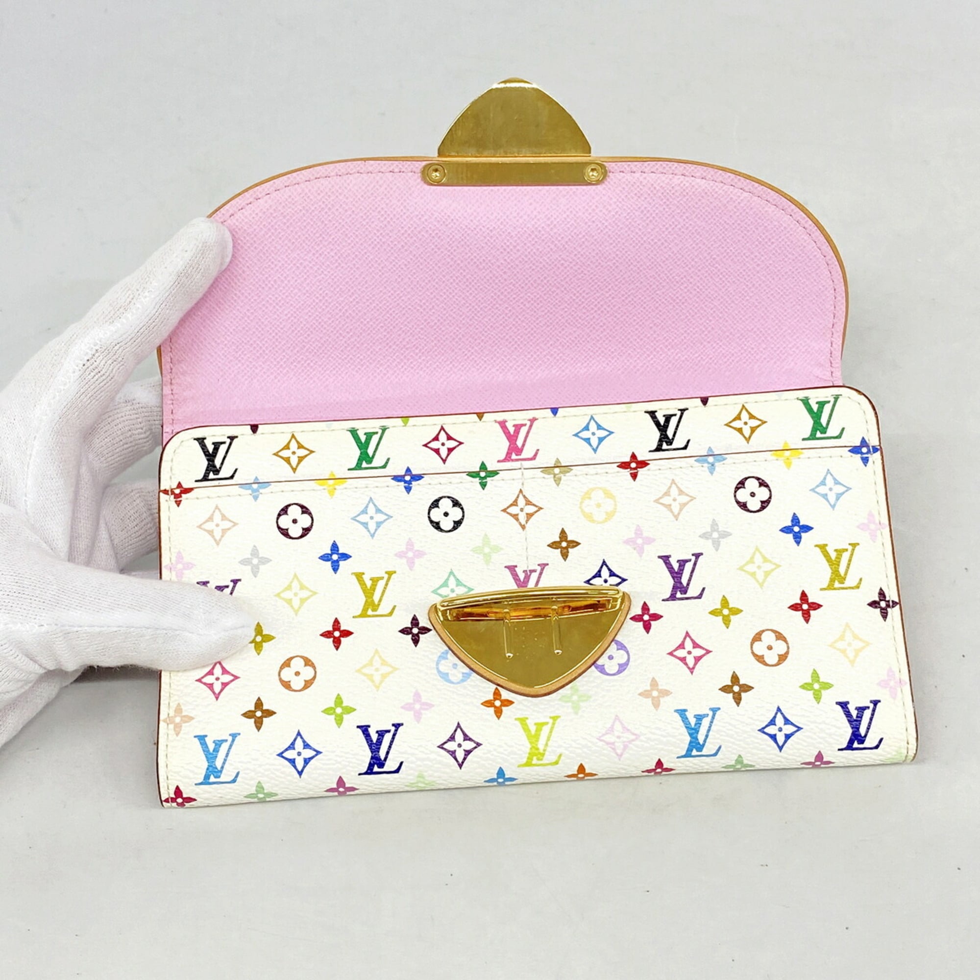 Louis Vuitton Blanc Litchi Long Wallet (Tri-Fold) (Pre-Owned)