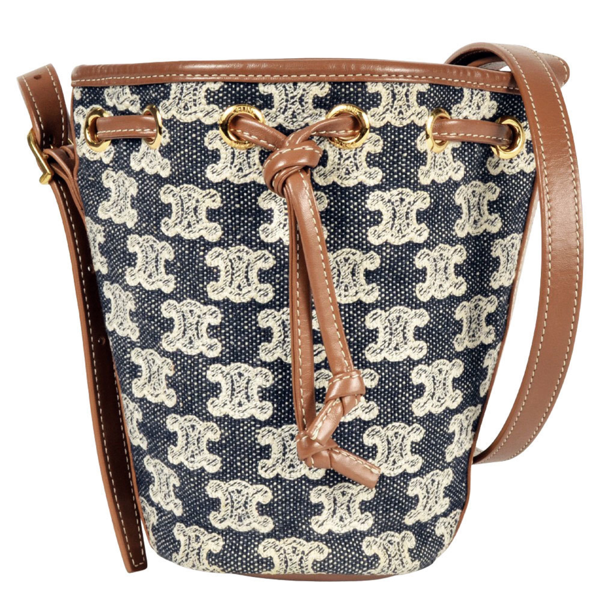 Celine Navy Canvas Shoulder Bag (Pre-Owned)