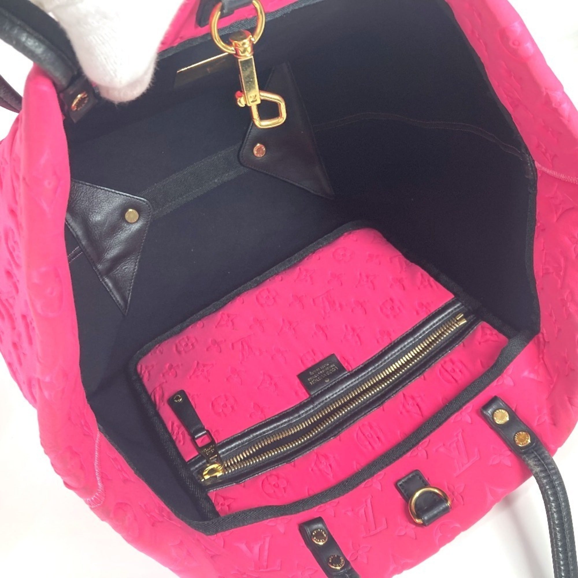 Louis Vuitton Black Pink Microfiber Shoulder Bag Tote Bag (Pre-Owned)