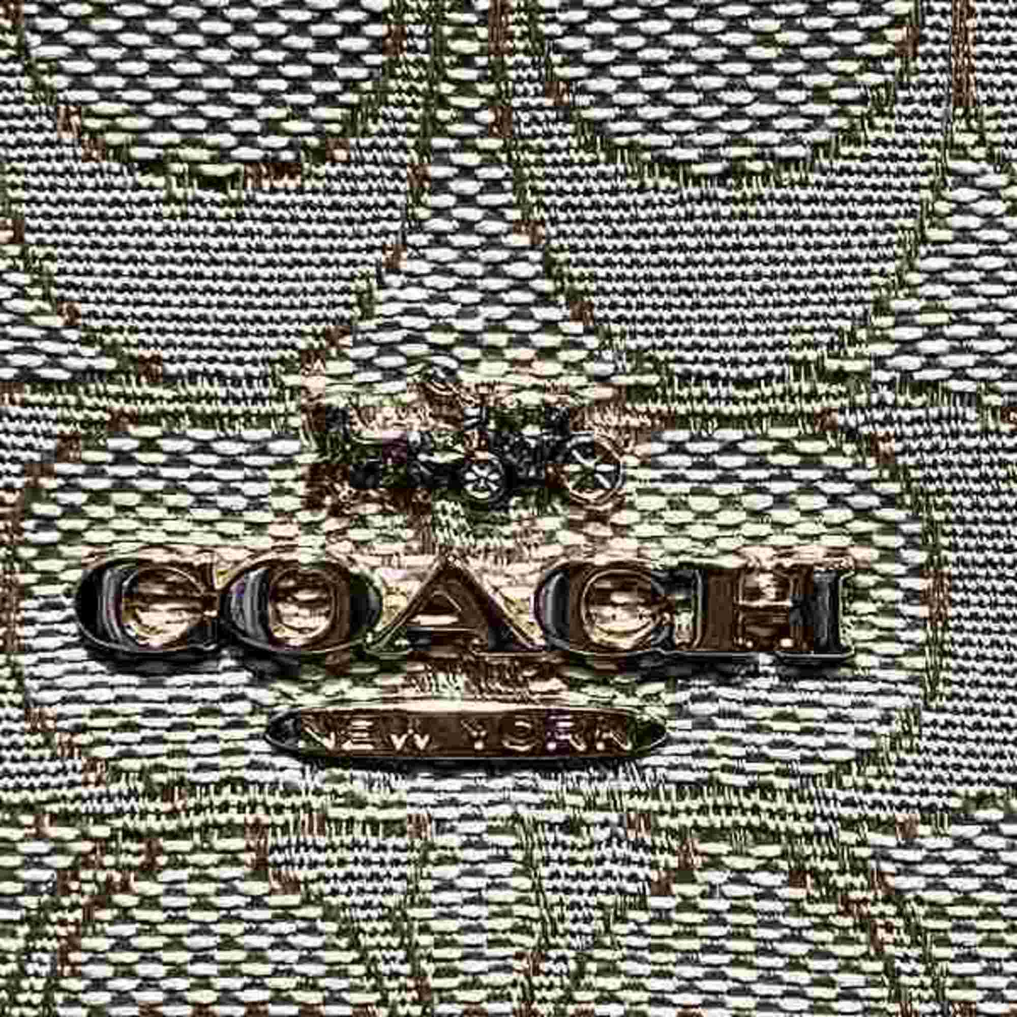 Coach Light Beige White Canvas Leather Tote Bag (Pre-Owned)