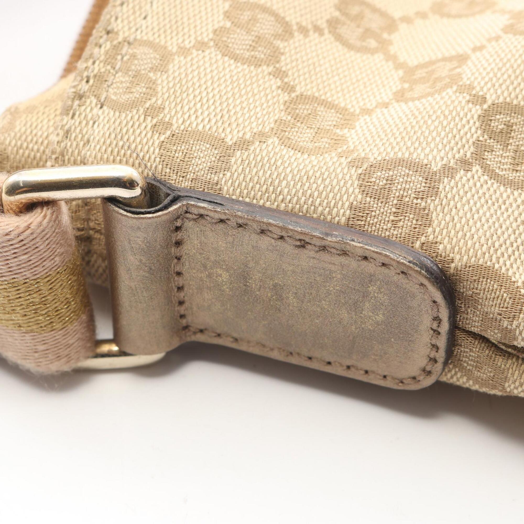 Gucci Beige Canvas Leather Handbag Shoulder Bag (Pre-Owned)