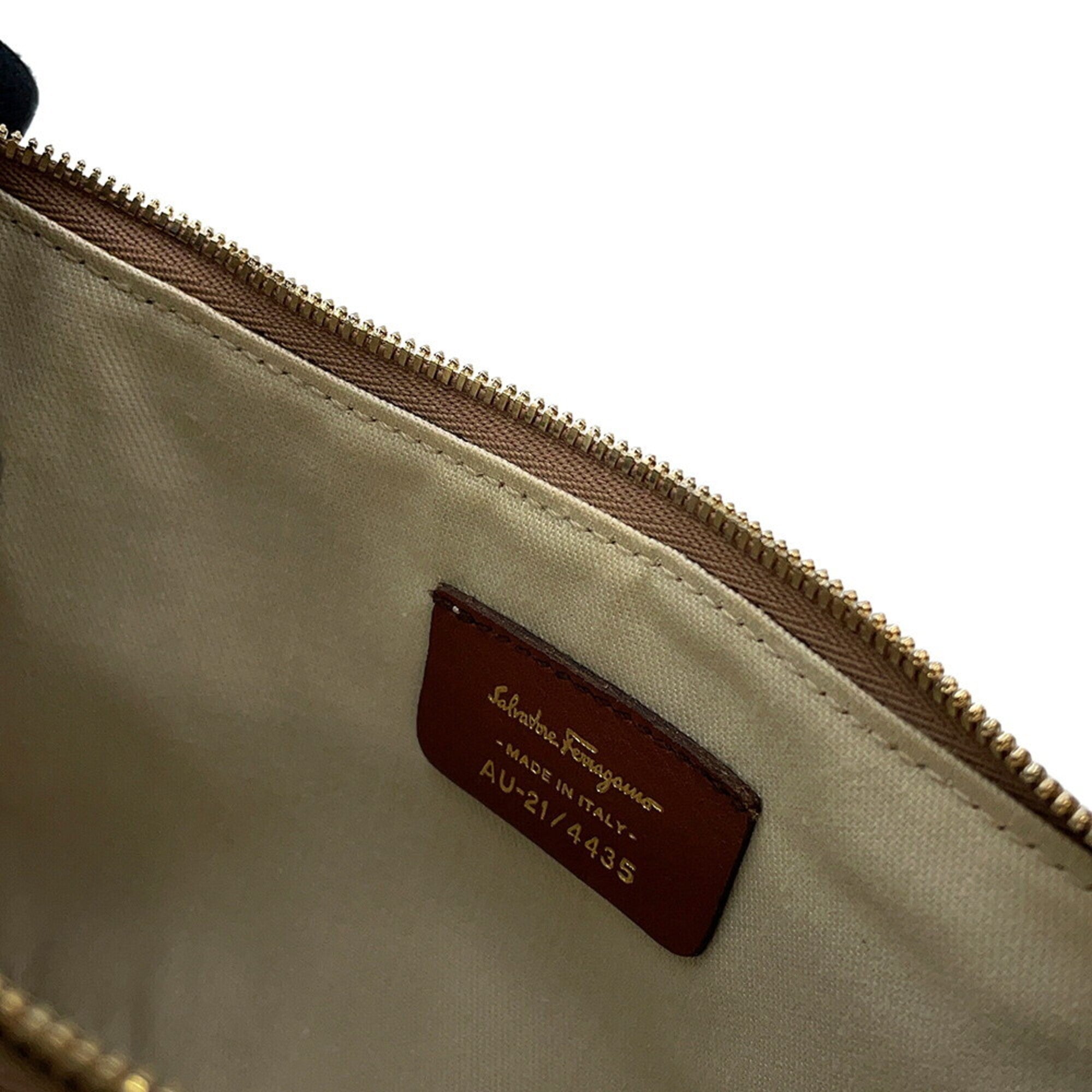 Salvatore Ferragamo Brown Pvc Handbag Pouch (Pre-Owned)