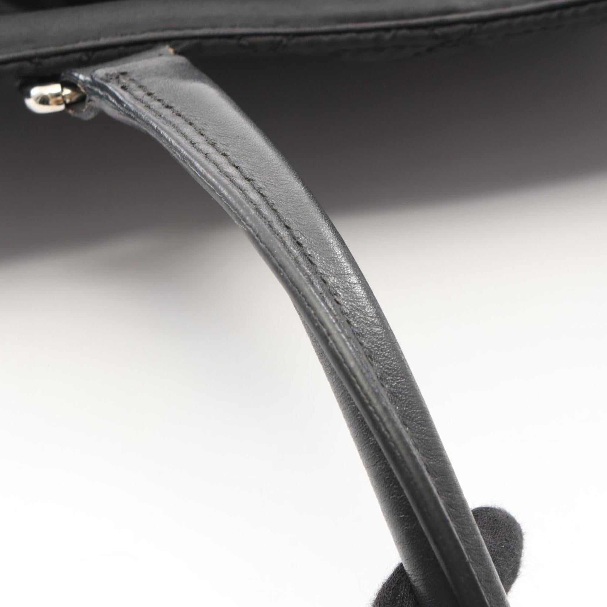 Chanel Black Nylon Leather Handbag Tote Bag (Pre-Owned)
