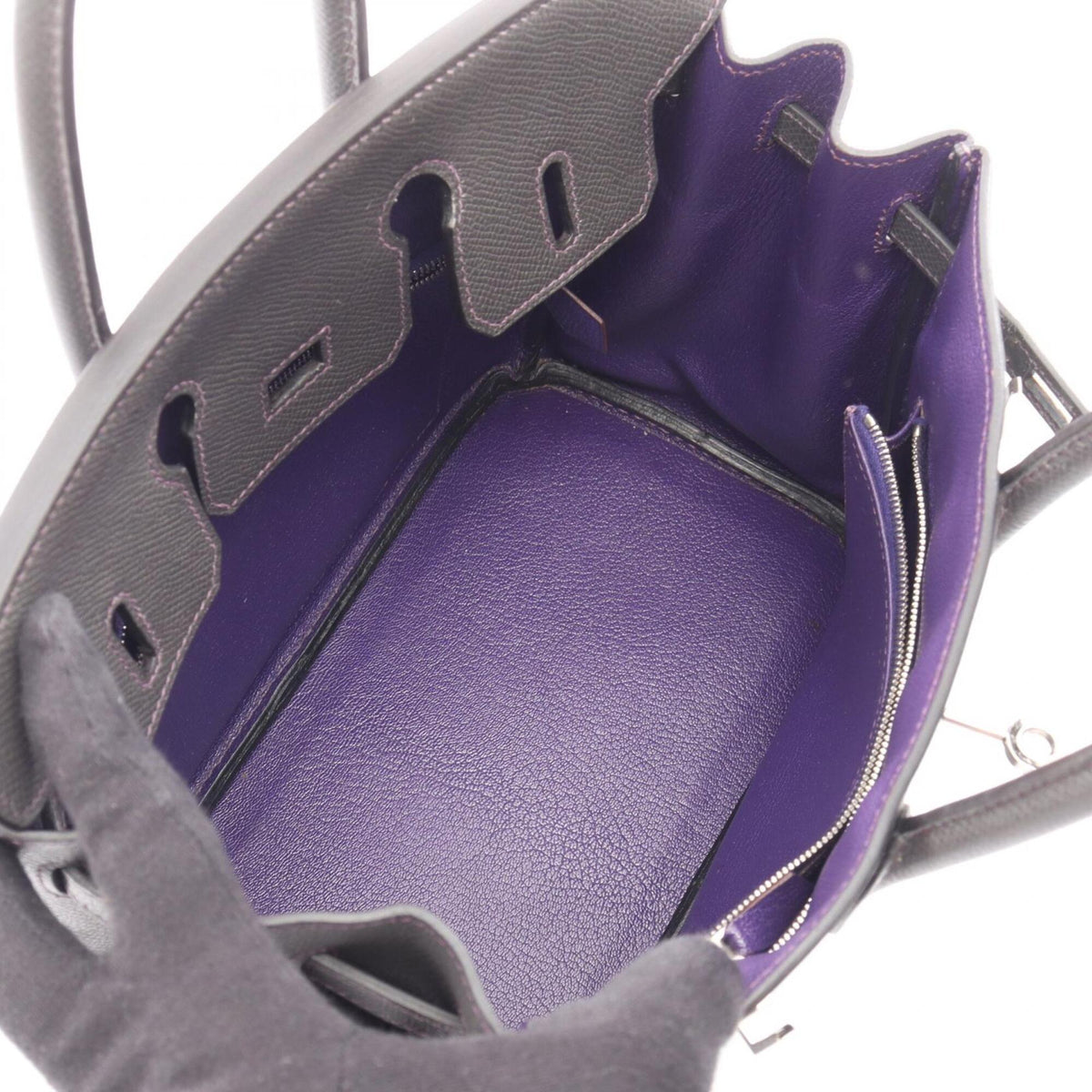 Hermes Graphite Gray Purple Violet Epsom Leather Handbag (Pre-Owned)