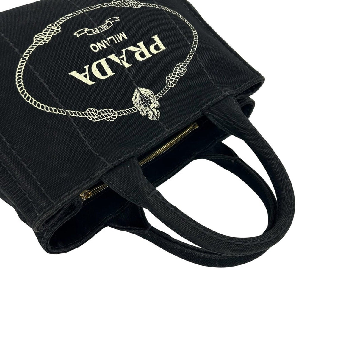 Prada Black Canvas Handbag Shoulder Bag Tote Bag (Pre-Owned)