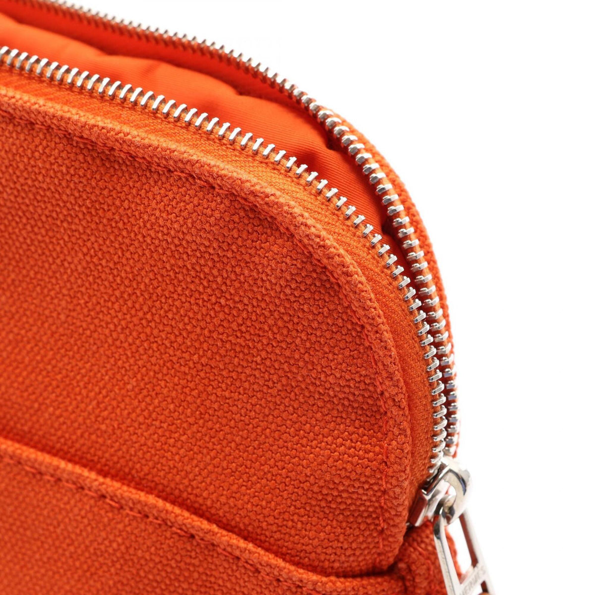 Hermes Feu Orange Canvas Leather Pouch (Pre-Owned)