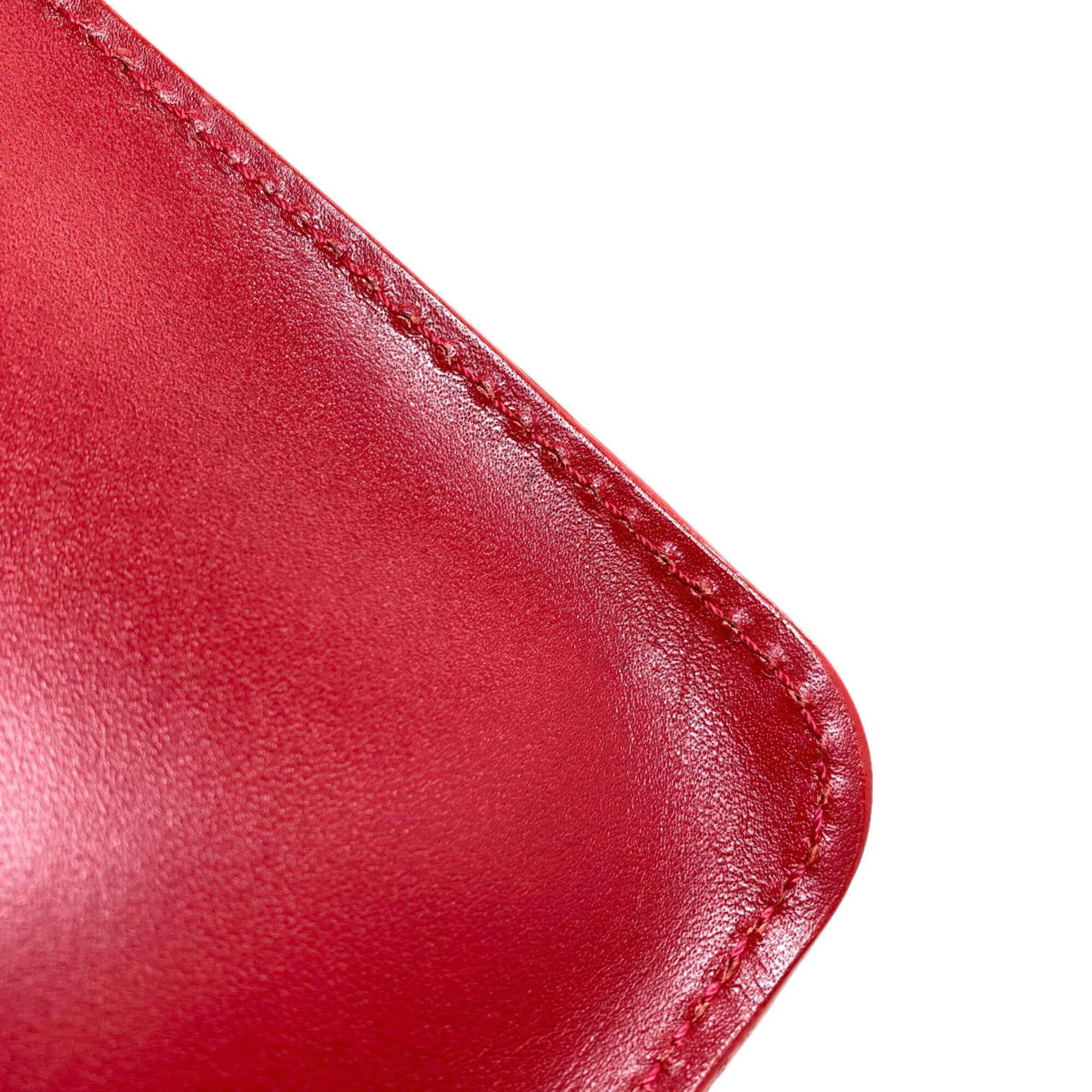 Issey Miyake Red Color Leather Shoulder Bag (Pre-Owned)