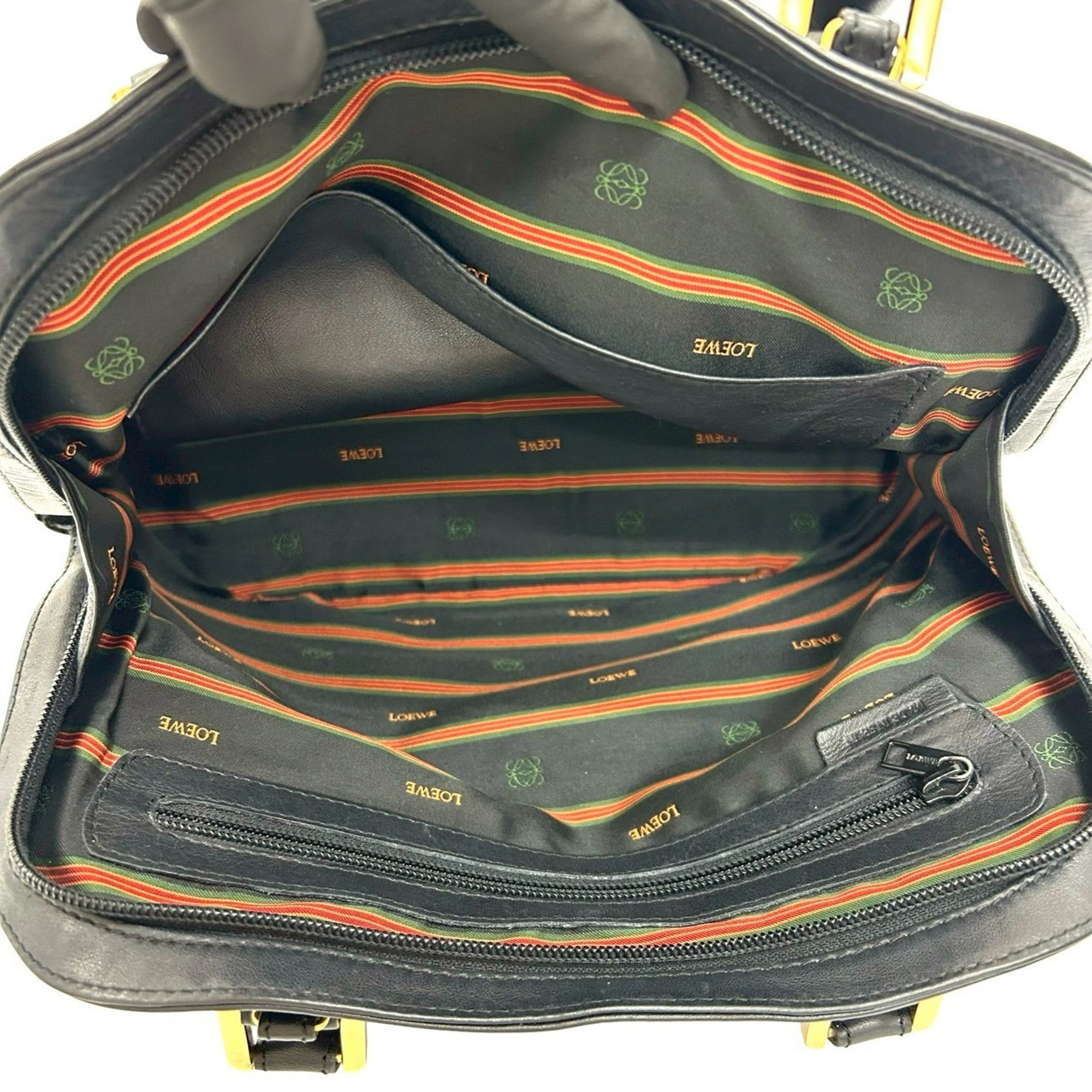 Loewe Black Leather Boston Bag Handbag Tote Bag (Pre-Owned)