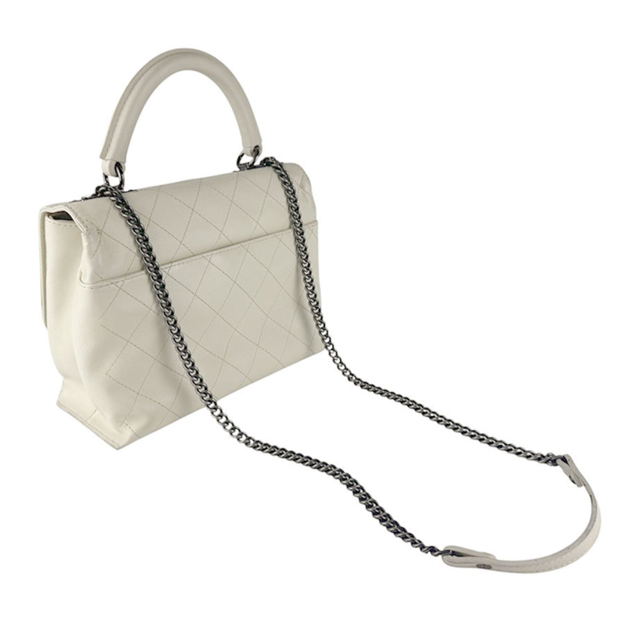 Chanel Ivory Leather Handbag Shoulder Bag (Pre-Owned)