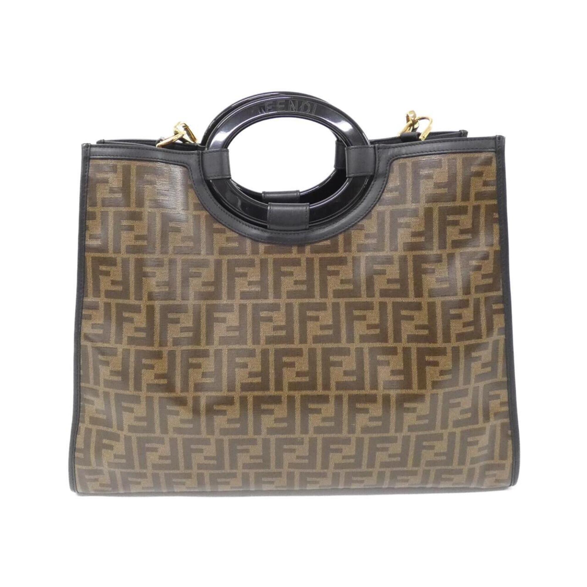 Fendi Brown Coated Canvas Leather Handbag (Pre-Owned)