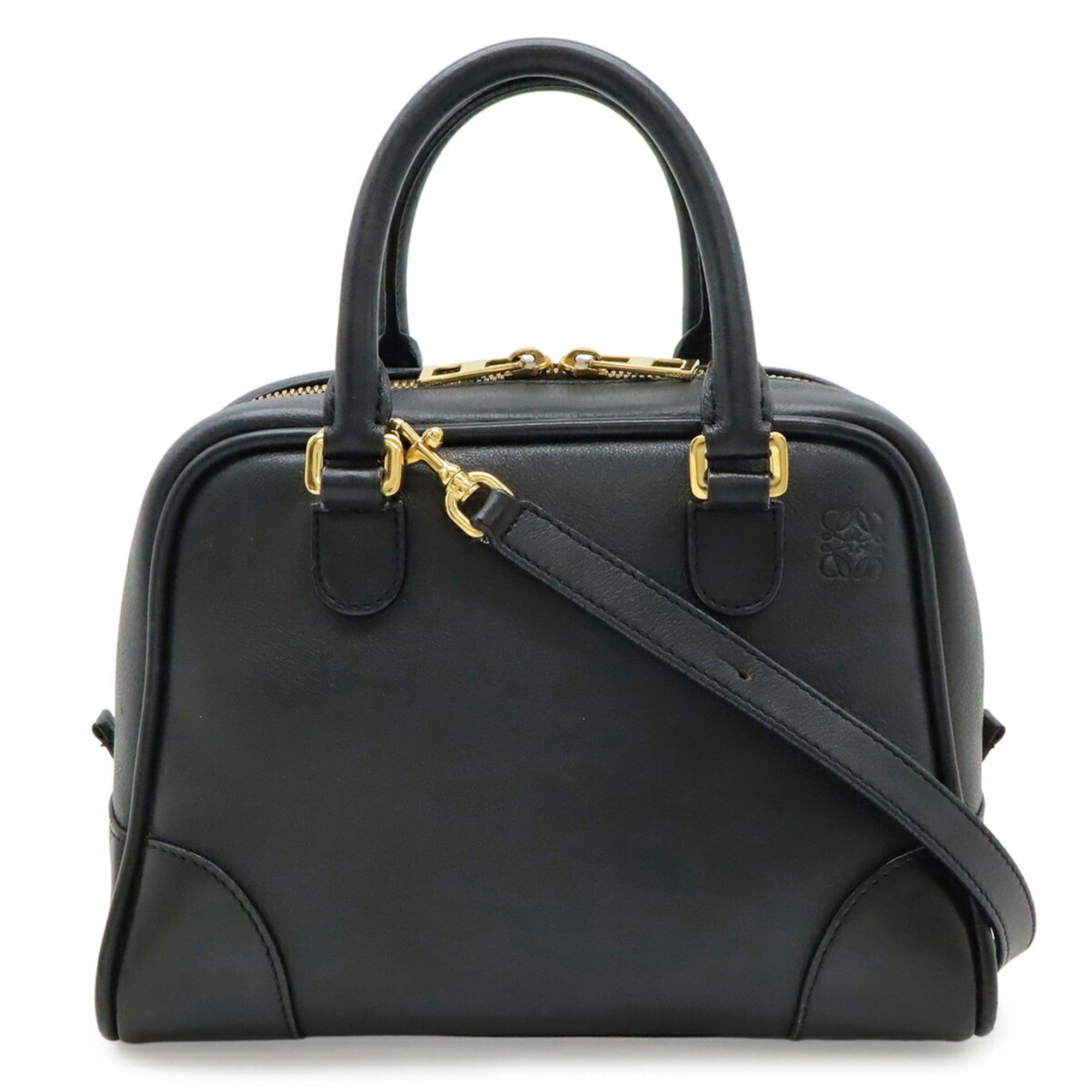 Loewe Amazona Black Leather Handbag Shoulder Bag (Pre-Owned)