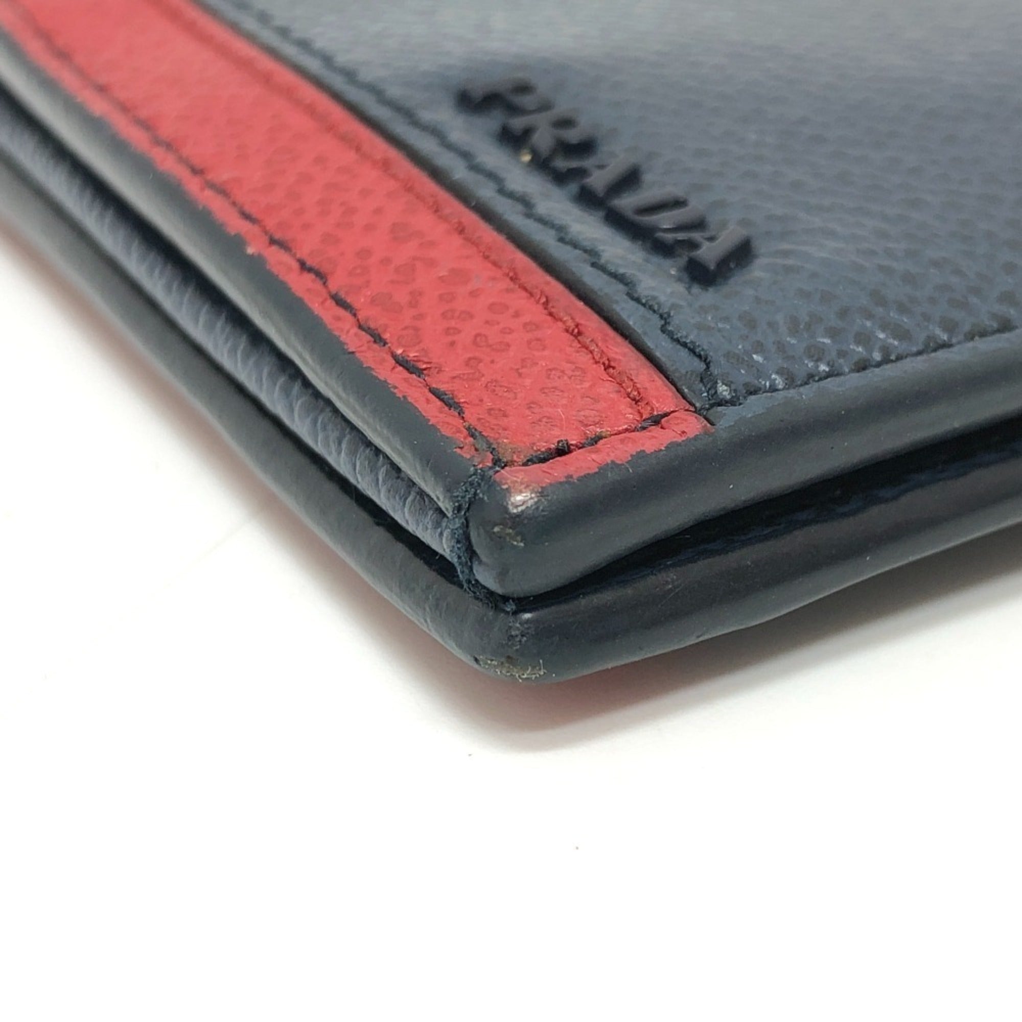 Prada Blue Leather Long Wallet (Bi-Fold) (Pre-Owned)