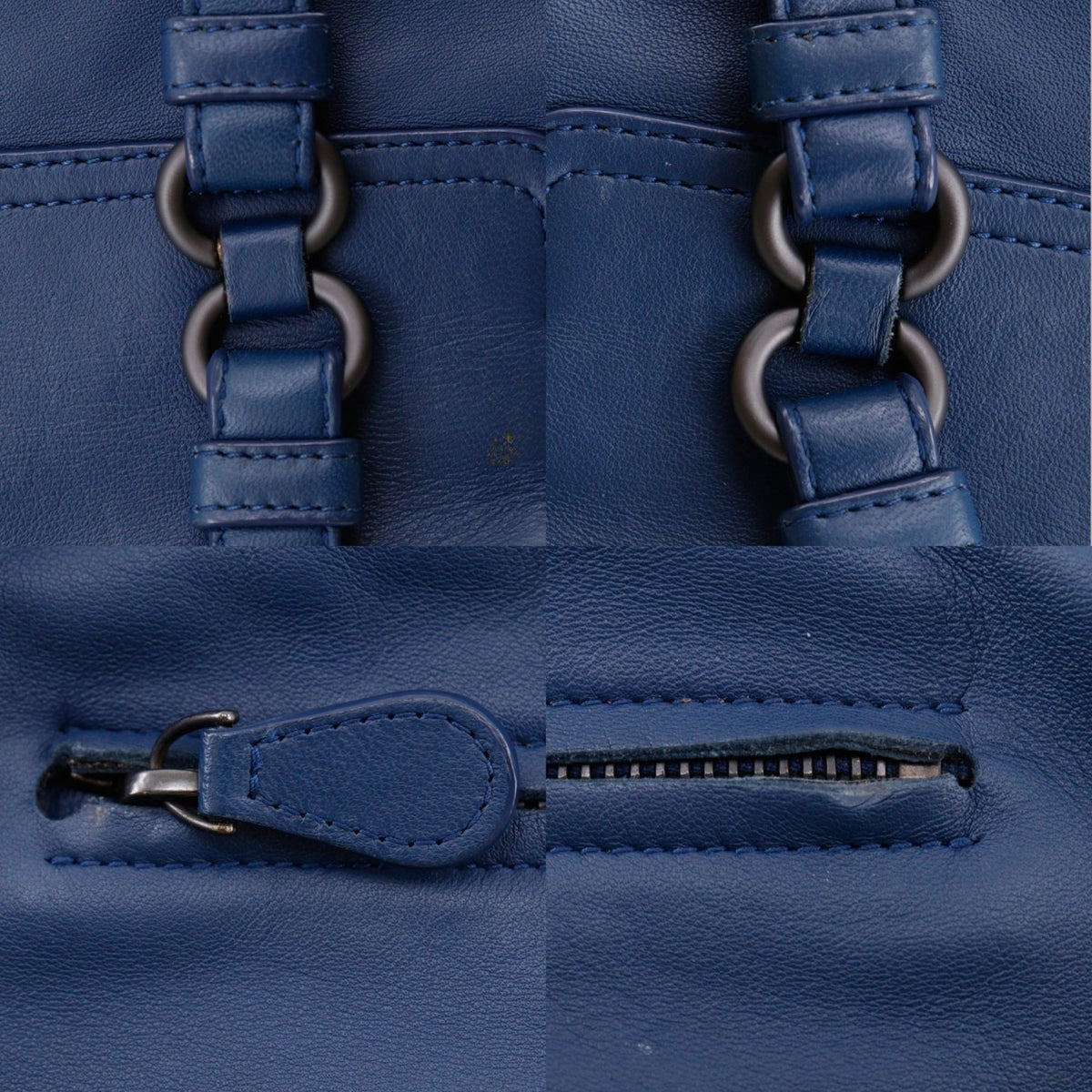Bottega Veneta Intrecciato Blue Leather Backpack (Pre-Owned)