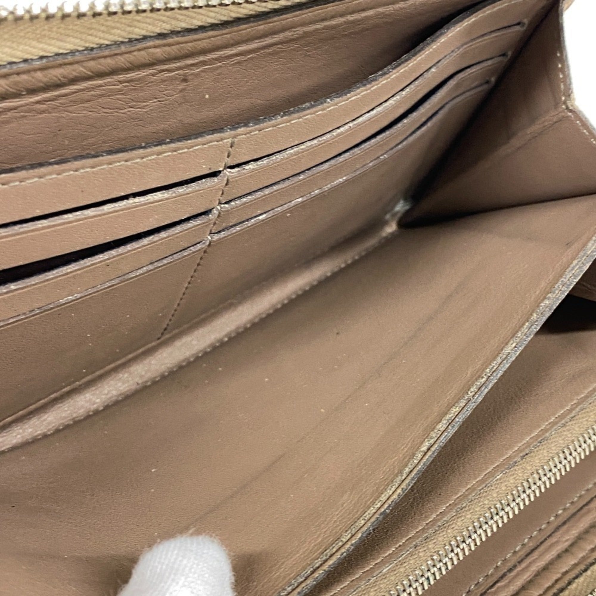 Louis Vuitton Parnassea Beige Leather Long Wallet (Bi-Fold) (Pre-Owned)