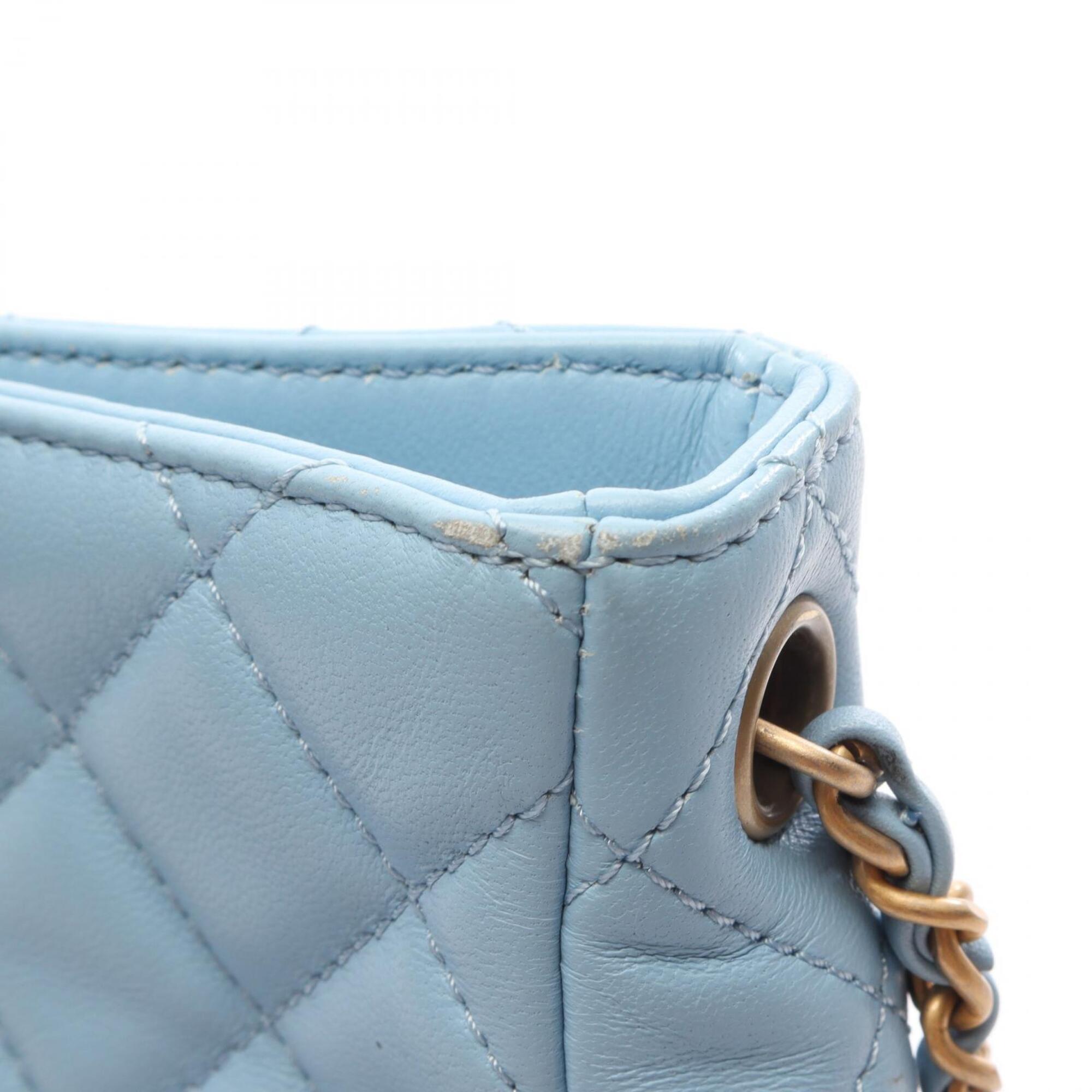 Chanel Blue Leather Handbag Shoulder Bag (Pre-Owned)