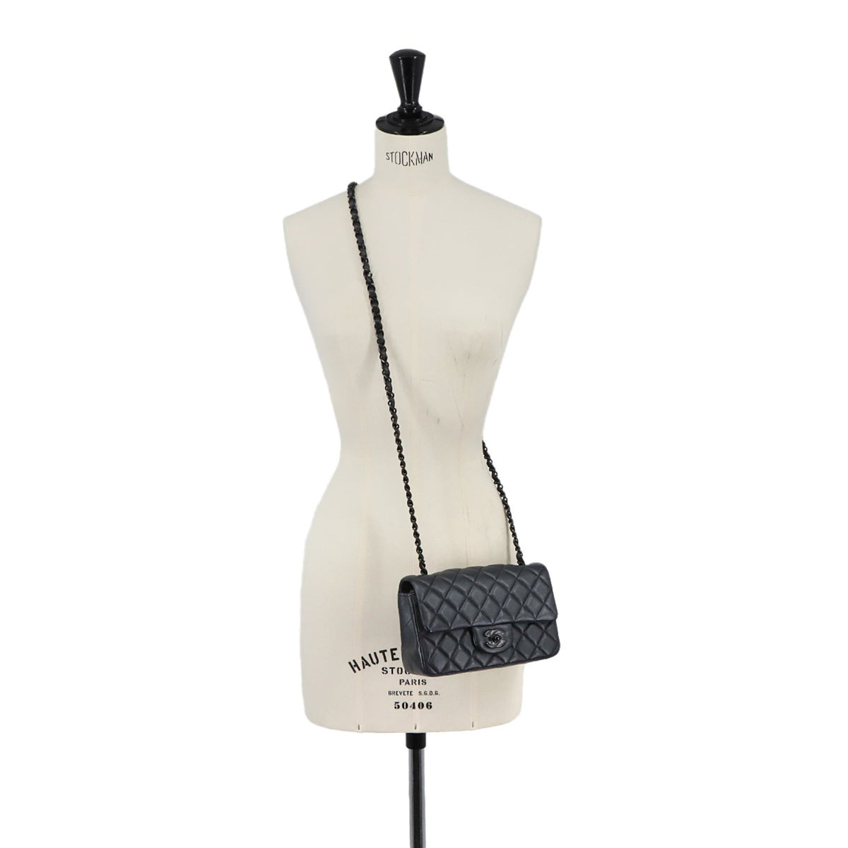 Chanel Black Gray Leather Handbag Shoulder Bag (Pre-Owned)