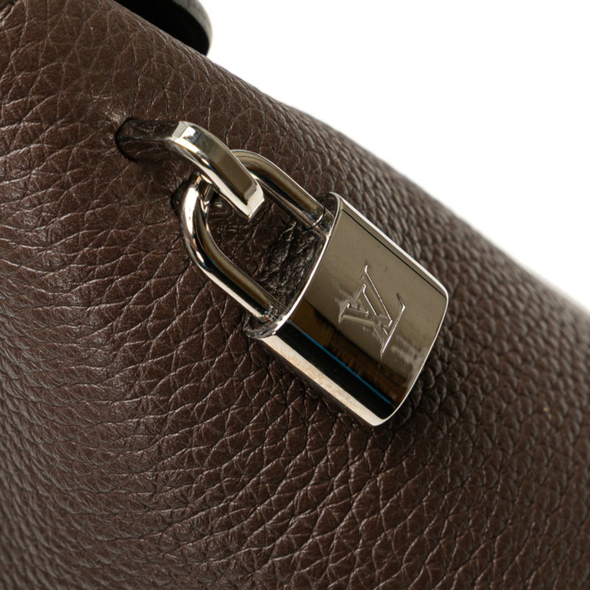 Louis Vuitton Dark Brown Off-White Leather Handbag (Pre-Owned)