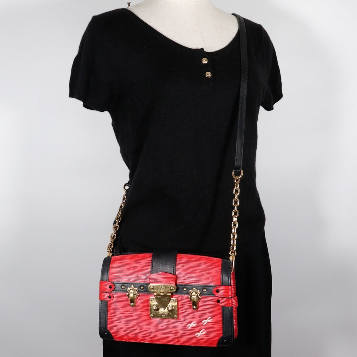 Louis Vuitton Epi Red Color Rouge Epi Leather Clutch Bag Shoulder Bag (Pre-Owned)