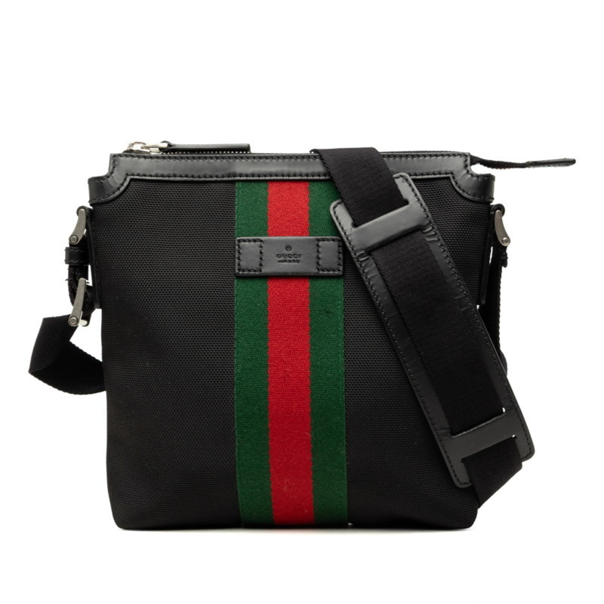 Gucci Black Canvas Leather Shoulder Bag (Pre-Owned)