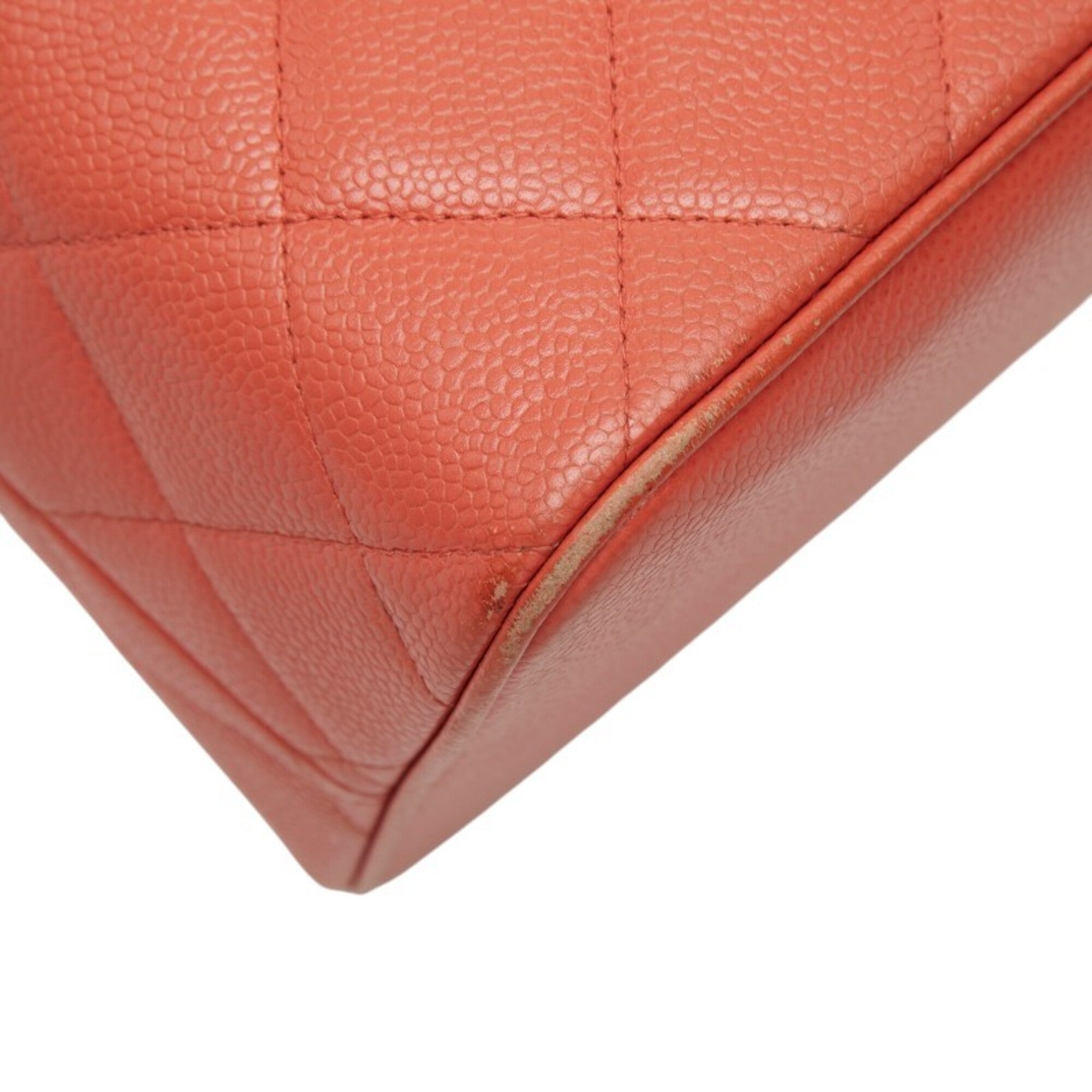 Chanel Matelasse Orange Grained Calfskin Handbag Tote Bag (Pre-Owned)