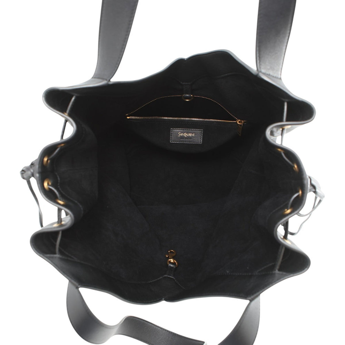 Yves Saint Laurent Black Leather Handbag Tote Bag (Pre-Owned)